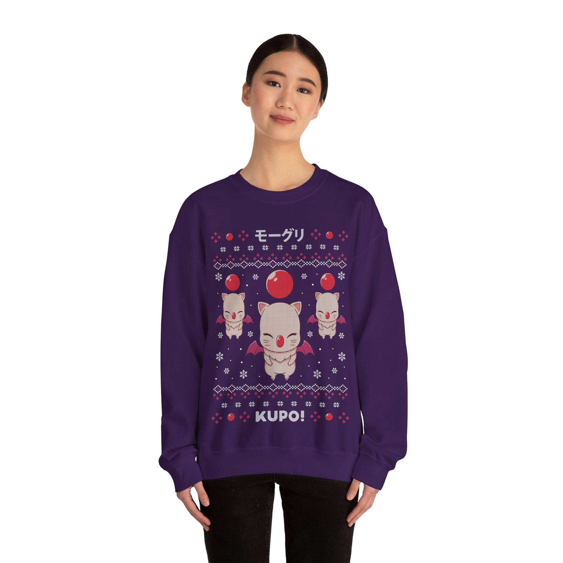 Gamer xmas crewneck sweatshirt inspired by cute moogle, moguri, mōguri, kupo creatures from final fantasy video game series in ugly christmas sweater art style.

final fantasy moogle xmas sweater, final fantasy merch, final fantasy video games christmas merch, final fantasy xmas merch, final fantasy crewneck sweater, final fantasy xiv merch, final fantasy vii merch, gaming crewneck sweatshirt, gamer sweatshirt, cute kawaii gaming sweatshirt, final fantasy video games gift, gamer xmas gift, xmas