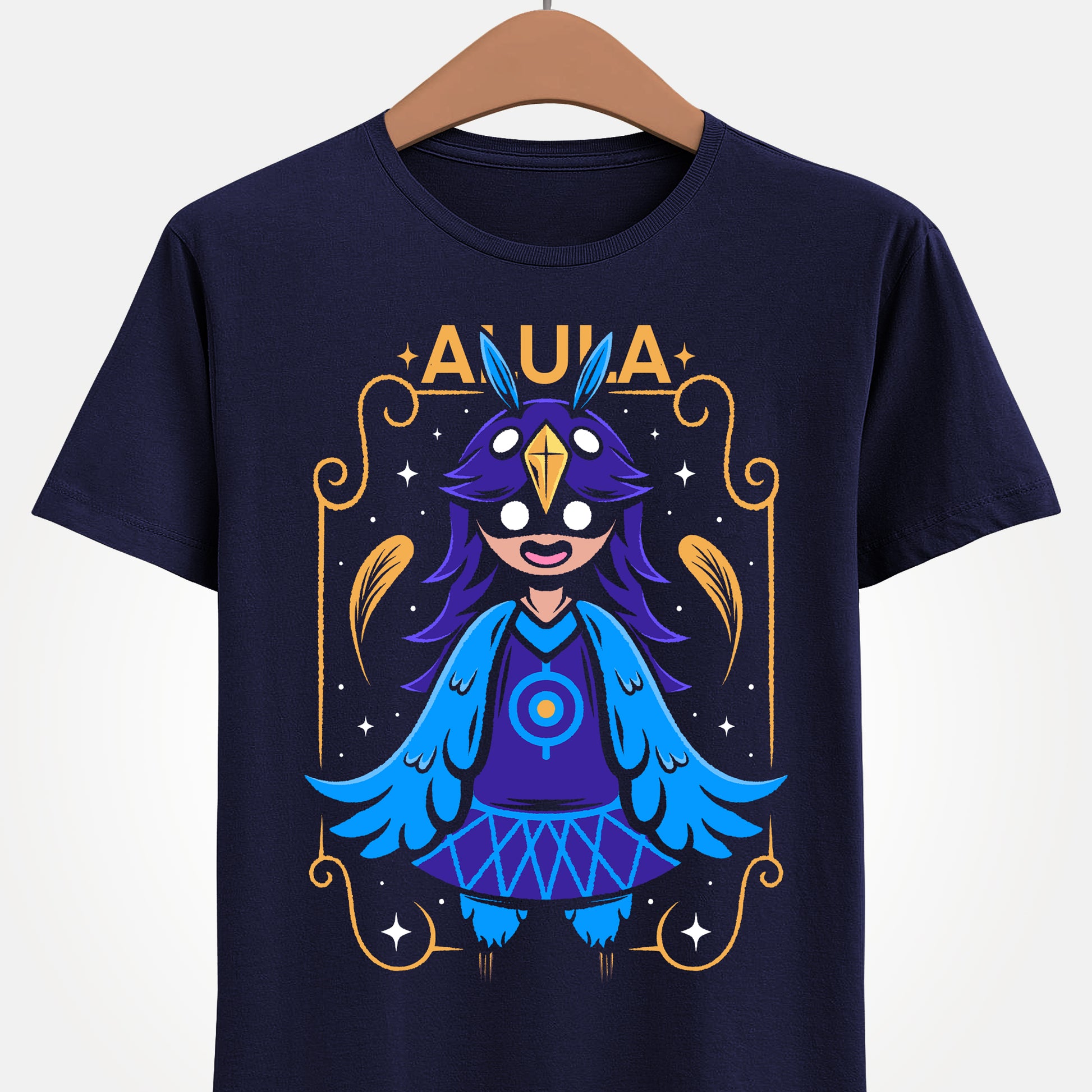 Alula OneShot t-shirt featuring the cute bird girl character from the indie video game OneShot. Atmospheric gamer apparel inspired by the emotional and story-driven world of OneShot, perfect for fans of Alula, Calamus, and narrative indie games. Unisex video game shirt ideal as a gift for indie game lovers and collectors. oneshot video game merch, oneshot niko merch, oneshot indie game alula t-shirt, oneshot video game alula merch, alula and calamus t-shirt, oneshot alula and calamus merch.