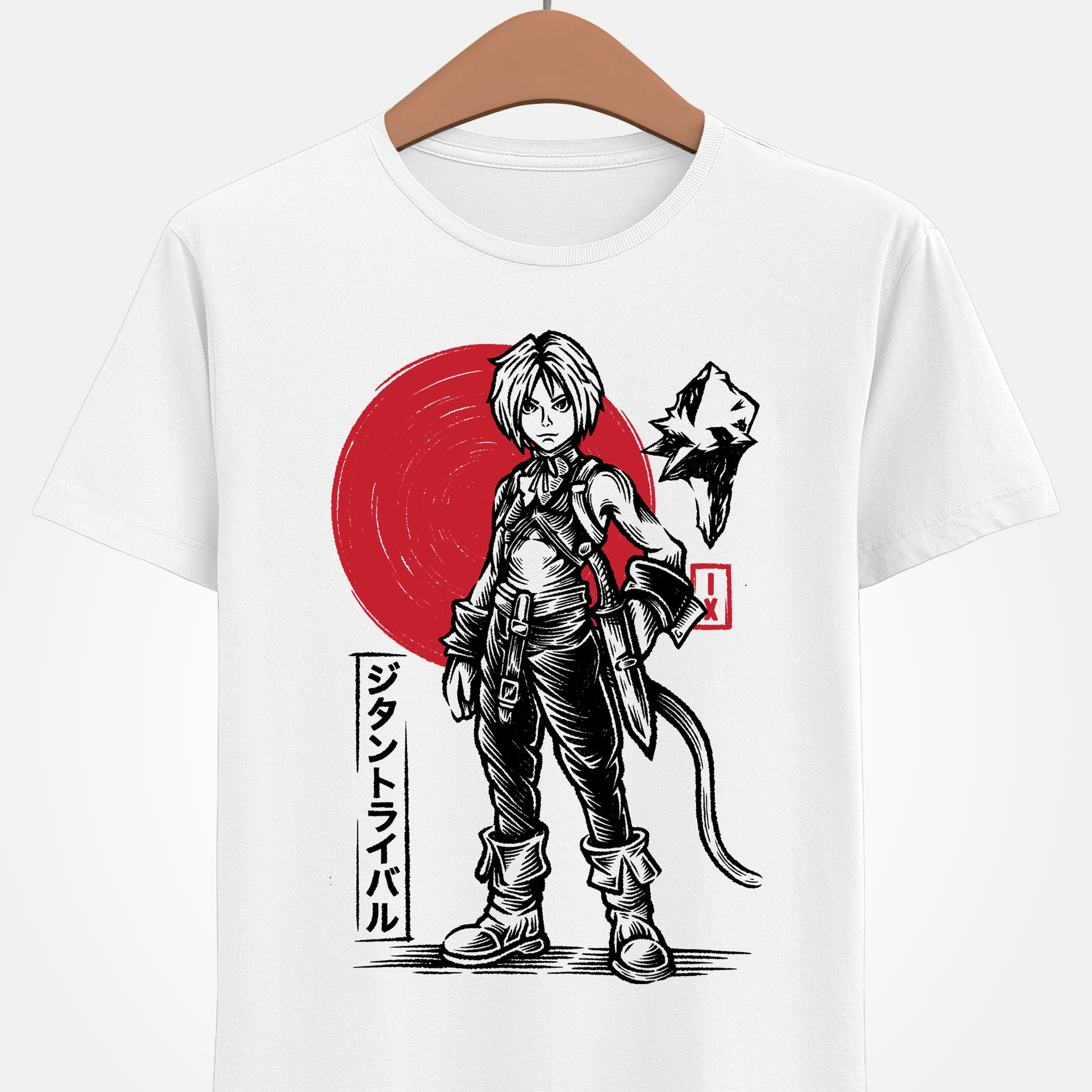 Gamer t-shirt inspired by Zidane Tribal - Yitan from Final Fantasy IX - FFIX rpg video game in Sumi-e japanese art style.

final fantasy ix vivi ornitier t-shirt, final fantasy ix zidane tribal sumi-e t-shirt, final fantasy 9 zidane tribal t-shirt, ffix zidane tribal t-shirt, ffix zidane tribal sumi-e t-shirt, final fantasy ix zidane tribal japanese art t-shirt, ffix video game merch, final fantasy ix remake t-shirt, final fantasy ix remake zidane tribal t-shirt, ffix remake merch, ff9 remake
