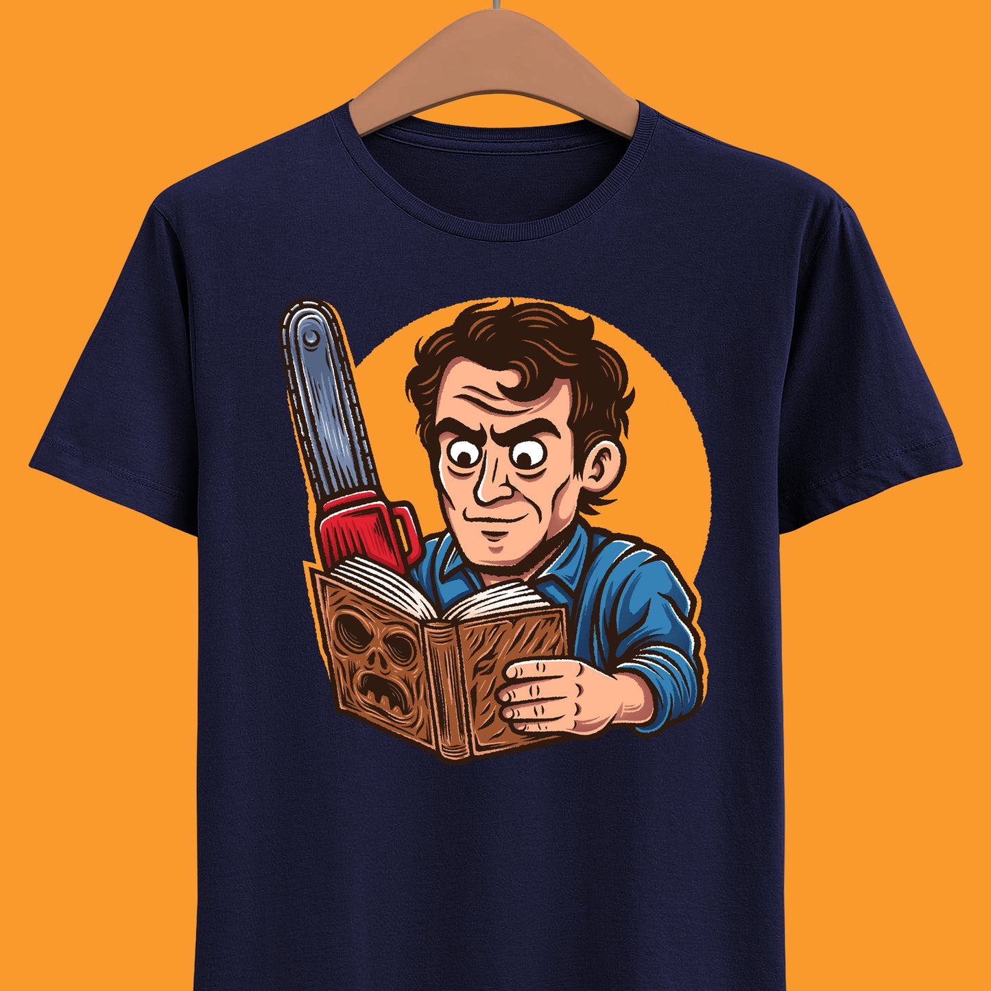 Groovy! A funny Evil Dead T-shirt featuring Ash Williams reading the Necronomicon wrong. Perfect for 90s horror comedy fans. Every single little tiny syllable matters reading Necronomicon Ex-Mortis. Klaatu Verata Nikto!

ash williams funny t-shirt, evil dead ash williams t-shirt, evil dead army of darkness ash williams t-shirt, ash vs evil dead t-shirt, evil dead army of darkness ash necronomicon t-shirt, necronomicon ex-mortix funny shirt, 90s horror movies t-shirt, 90s horror comedy movie tee
