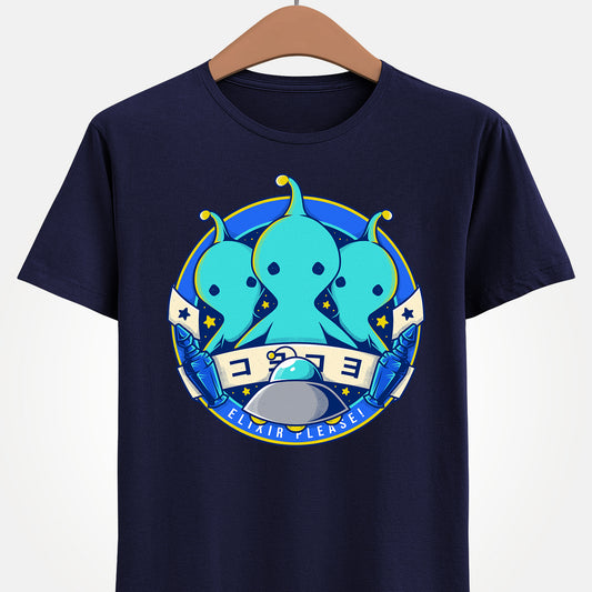 Pupu Final Fantasy T-Shirt featuring the iconic blue alien from FFVIII and FFXIV in a cute kawaii style. High-quality gamer apparel, perfect for JRPG fans, collectors, and retro gaming lovers. Exclusive Pupu alien graphic tee inspired by the UFO encounters in Final Fantasy VIII and Final Fantasy XIV. Unisex video game shirt ideal as a gift for gamers and anime fans. final fantasy viii merch, ffviii merch, ffxiv merch, final fantasy xiv merch, final fantasy viii pupu   