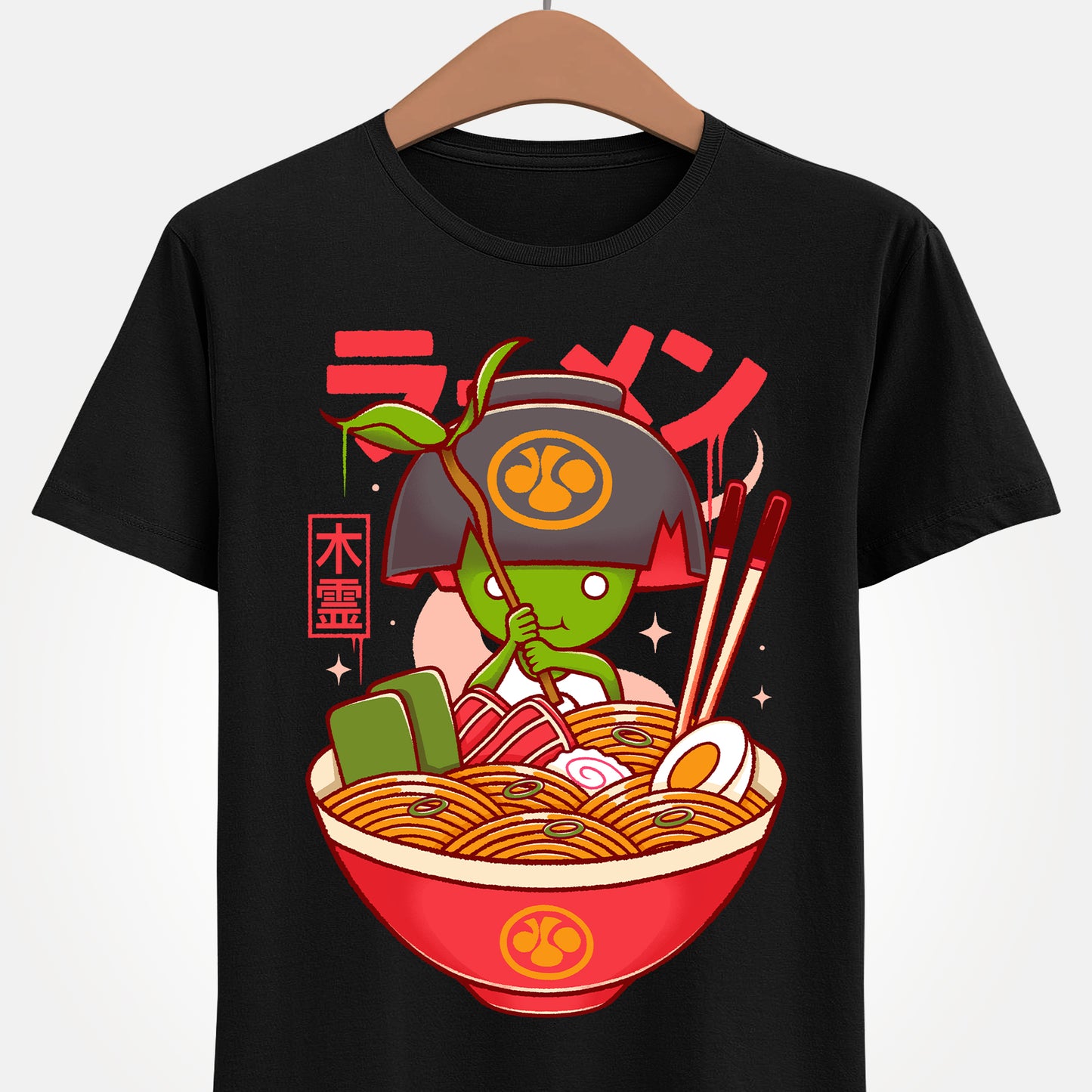 Nioh 3 t-shirt inspired by the action RPG and soulslike video game series, featuring Kodama, green tree spirit from the Nioh games inside a noodles ramen bowl in japanese art style. This unisex gamer shirt celebrates Nioh 3 with a design rooted in Japanese folklore, yokai mythology, and samurai fantasy. High-quality video game merch made for gamers, collectors, and fans of Nioh, Nioh 2, Nioh 3 and dark fantasy action RPGs. Perfect gaming t-shirt for soulslike fans and Japanese mythology lovers.