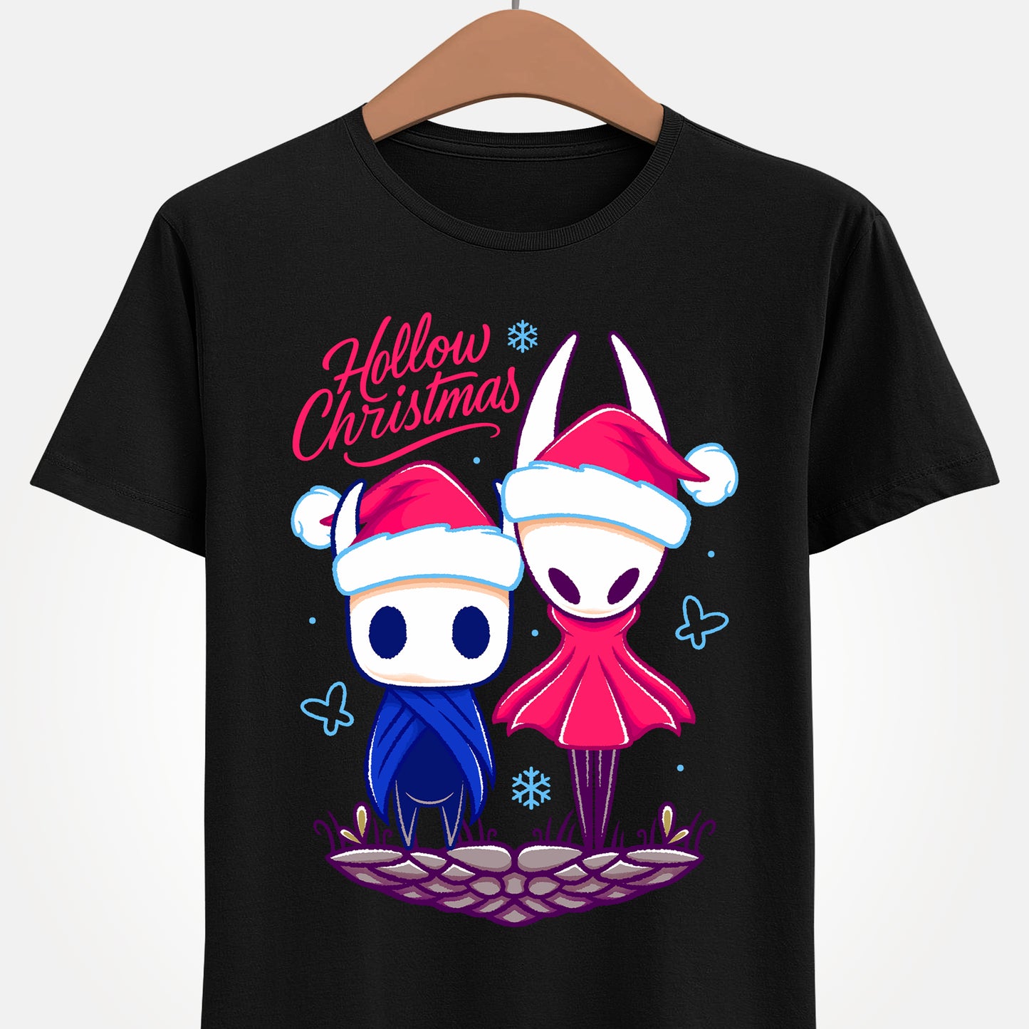 Gamer xmas t-shirt inspired by Hornet and The Knight from Hollow Knight and Hollow Knight Silksong metroidvania indie games in christmas style wearing a Santa hat.

hollow christmas, hollow knight christmas, hollow knight christmas t-shirt, hollow knight christmas tee, hollow knight christmas shirt, hollow knight christmas hornet and the knight shirt, hollow knight xmas t-shirt,  hollow knight cute kwaii crhistmas t-shirt, cute kwaii hollow knight merch, hollow knight silksong cute kawaii xmas