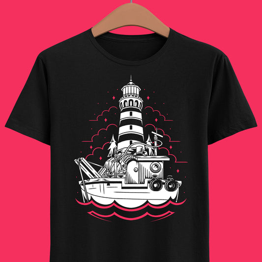 Dredge t-shirt inspired by the indie horror fishing game, featuring a dark ocean and lovecraftian cosmic horror aesthetic. This unisex gamer shirt captures the eerie maritime atmosphere, eldritch sea creatures, and nautical mystery that define Dredge. Perfect indie horror merch for fans of fishing games, cosmic horror stories, and atmospheric survival adventures. Ideal for gamers who love deep sea mystery and dark fantasy aesthetics.