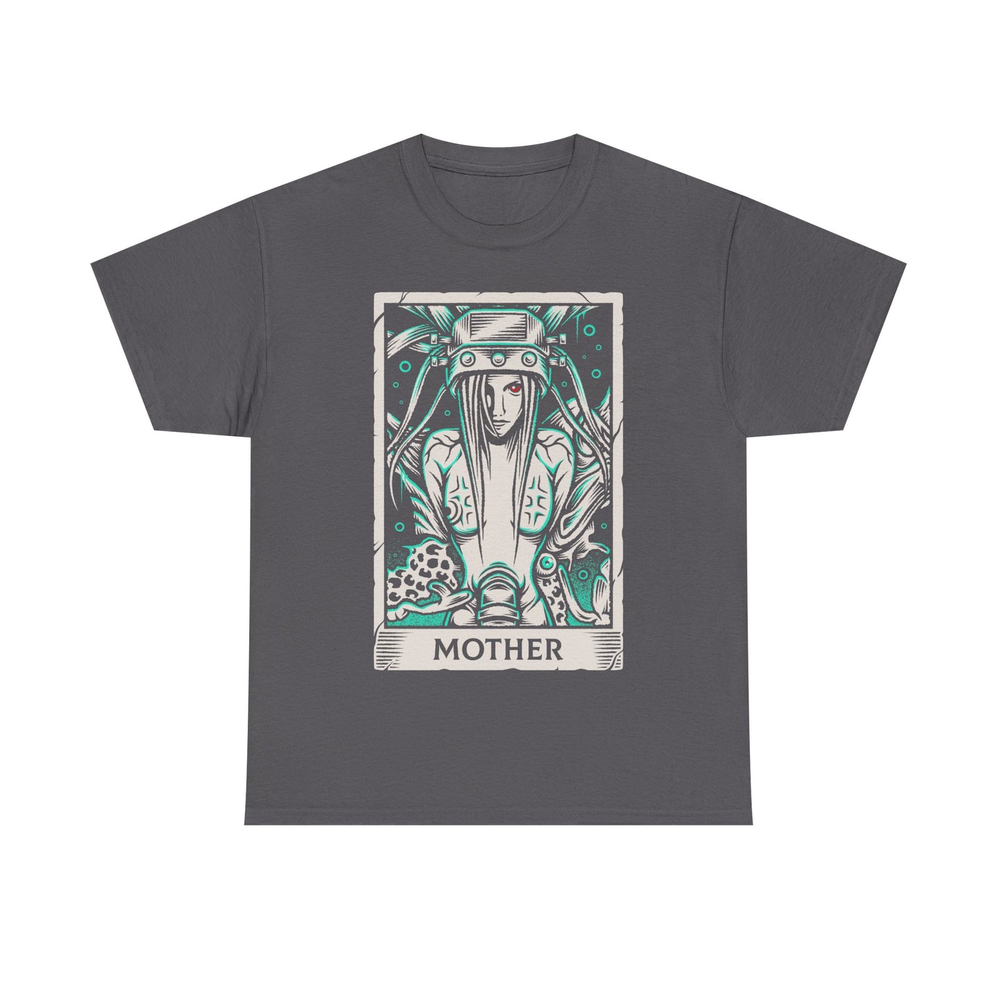 Jenova Final Fantasy VII tarot card shirt featuring the iconic FF7 villain in a dark fantasy gothic tarot illustration inspired by FFVII RPG video game. This t-shirt is perfect for true fans of Jenova, Sephiroth and Cloud Strife.
