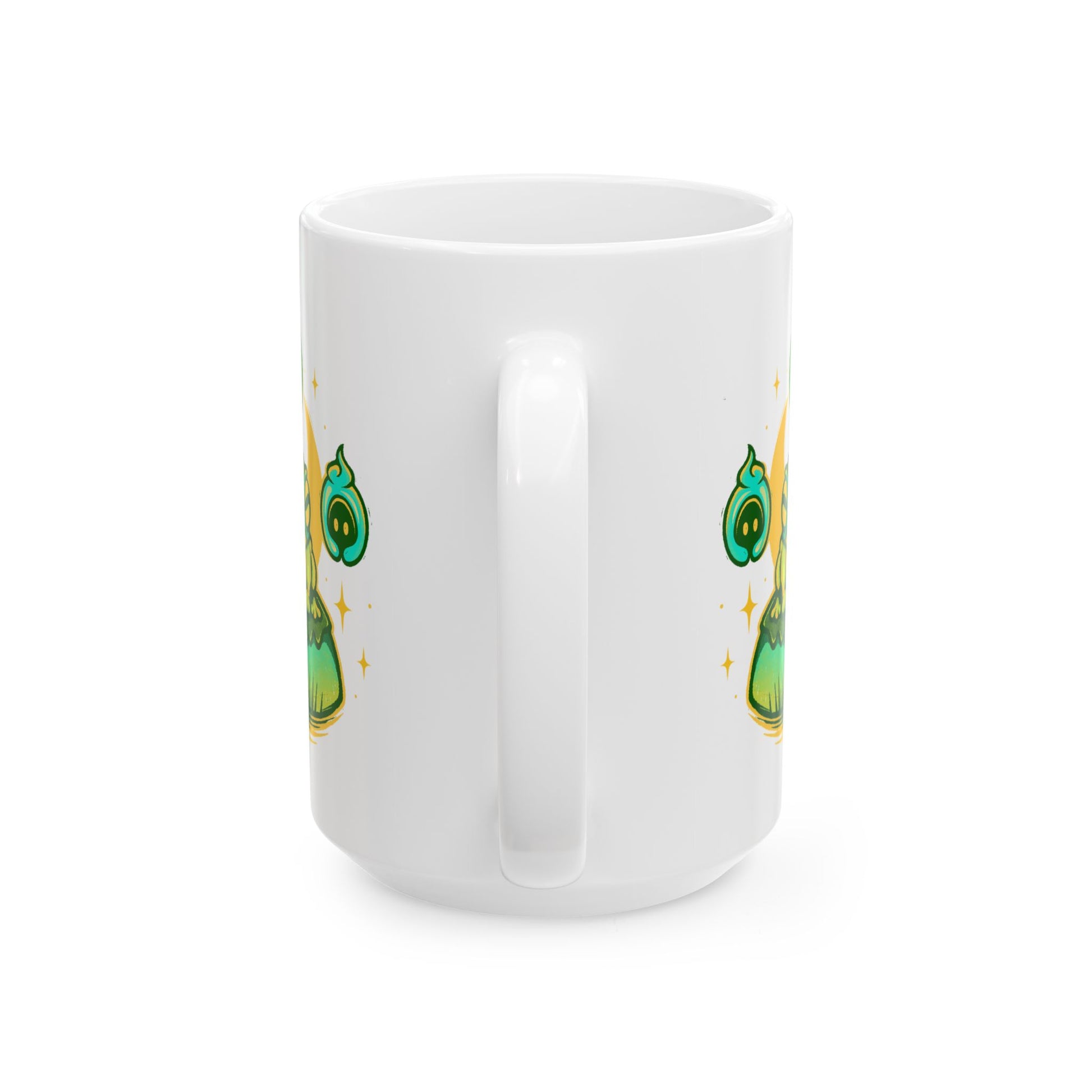 Hades II mug featuring Frinos and the Shades from the indie roguelike game with a dark fantasy Greek mythology inspired design.