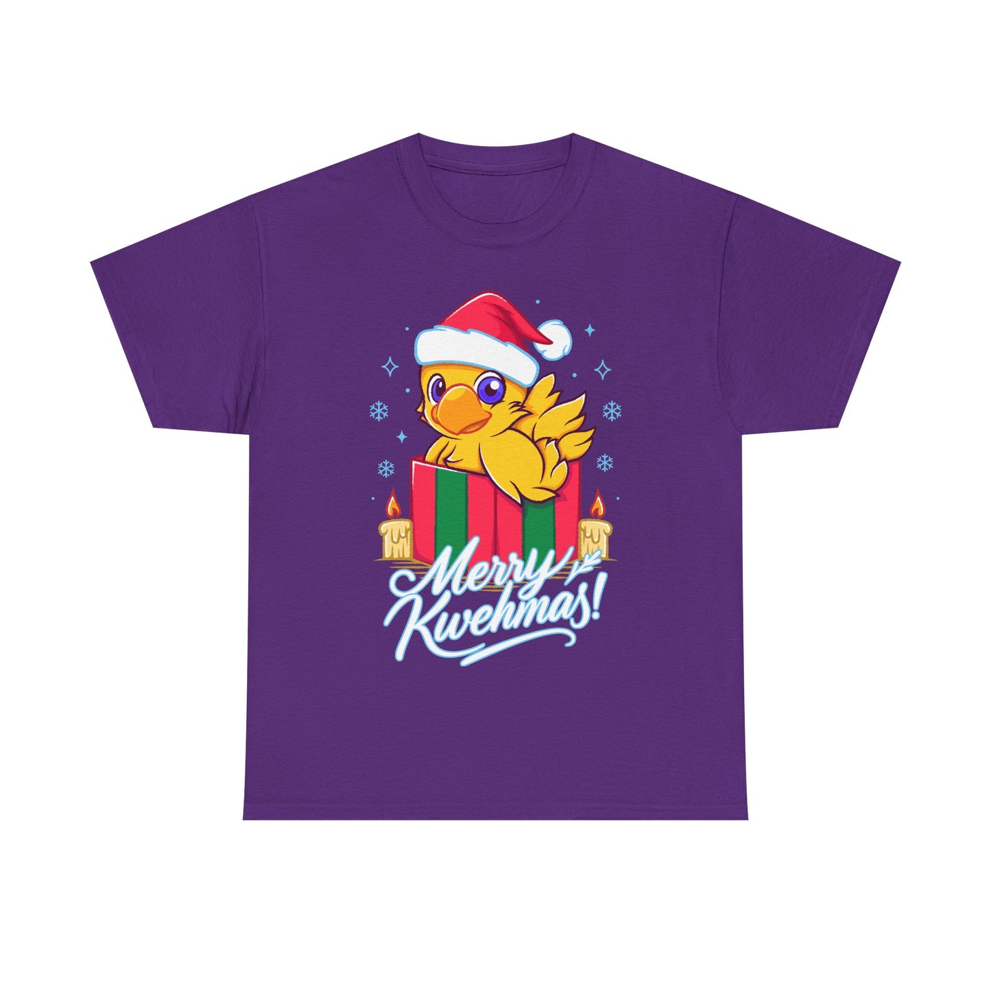 High-quality T-shirt featuring a cute Chocobo from the Final Fantasy series sitting inside a Christmas gift box and wearing a festive Santa hat. The design blends JRPG charm with adorable holiday aesthetics, making it perfect for fans of Chocobos, Christmas gaming apparel, and cute kawaii art. Ideal for gifting, collectors, and gamers who enjoy cozy festive clothing. Soft unisex tee suitable for daily wear during the holiday season. cute chocobo kawaii t-shirt, final fantasy christmas t-shirt