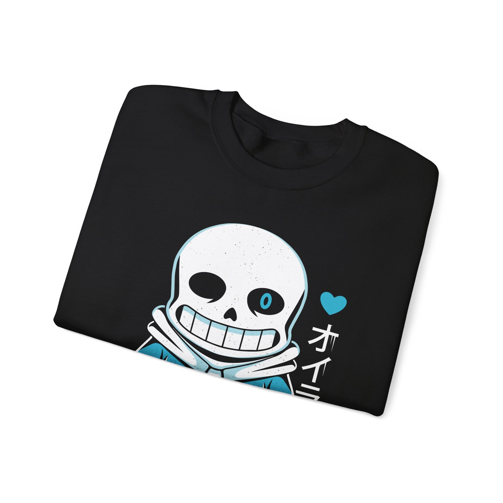 Image of a Sans “Lazy Bones” T-shirt inspired by the indie game Undertale. The design features Sans in a humorous lazy pose, referencing his iconic skeleton character and meme personality. Printed in a bold, cartoon style, this tee is perfect for Undertale fans, gamers, meme lovers and indie game collectors. Ideal gamer apparel for those who enjoy funny gaming shirts, geek fashion and unique Undertale fan art merchandise. sans undertale video game crewneck sweatshirt, undertale 10th annyversary merch