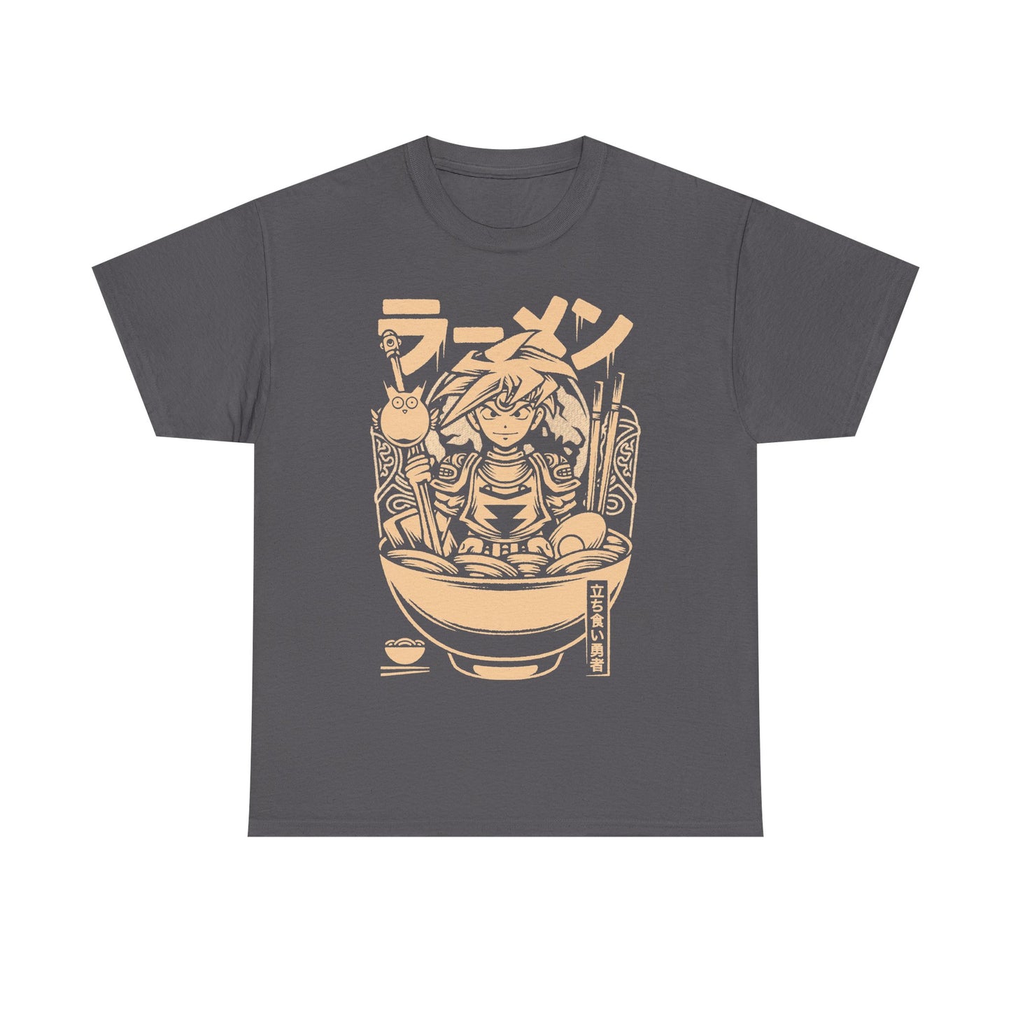 Terranigma Ark and Yomi Noodle King ramen t-shirt inspired by the Neotokio noodle eating contest from the classic SNES RPG.
