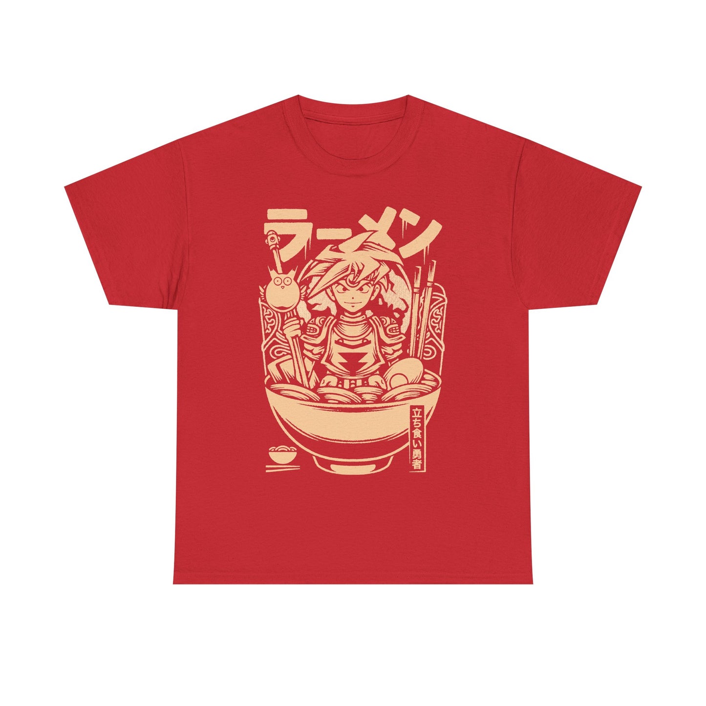 Terranigma Ark and Yomi Noodle King ramen t-shirt inspired by the Neotokio noodle eating contest from the classic SNES RPG.