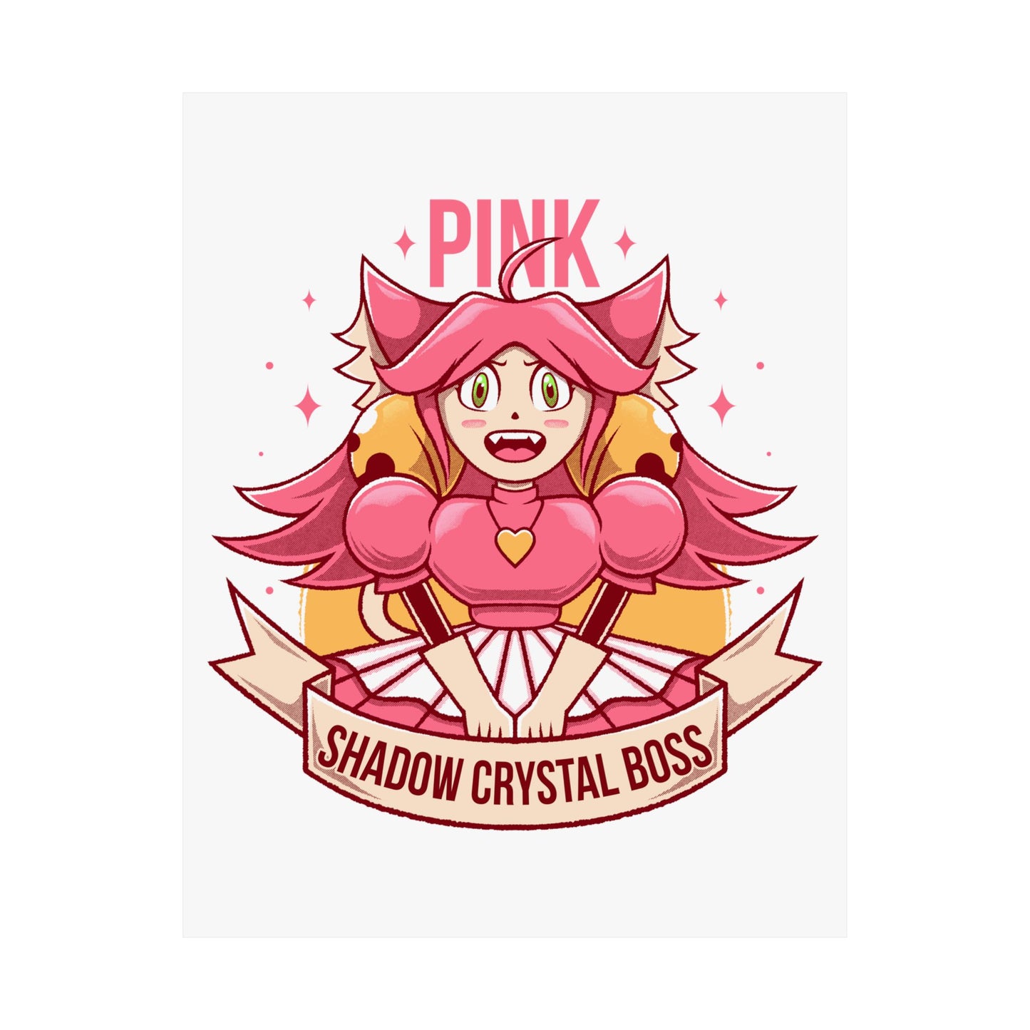 Deltarune Chapter 5 Pink (Mad Mew Mew) Shadow Crystal Secret Boss poster featuring original artwork printed on premium museum-grade matte paper.