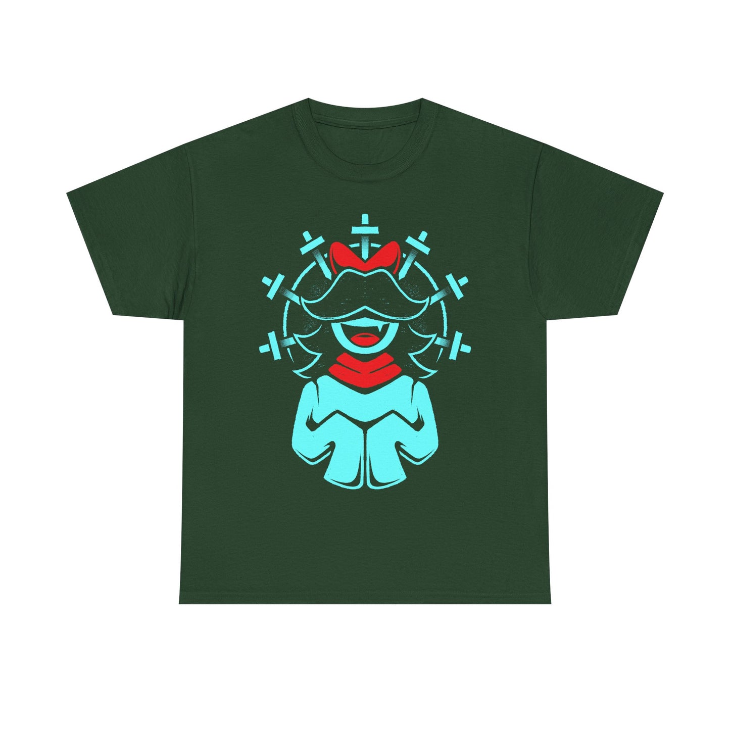 Aqua Patience SOUL t-shirt inspired by Deltarune Chapter 5 featuring one of the Seven Flowers in a vintage fantasy emblem design.