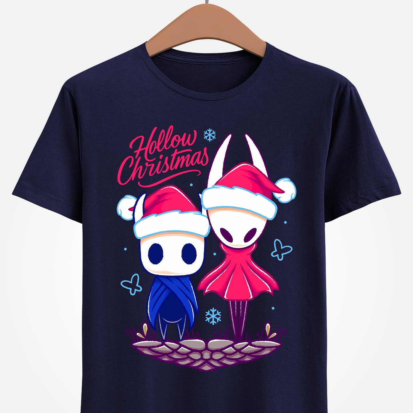 Gamer xmas t-shirt inspired by Hornet and The Knight from Hollow Knight and Hollow Knight Silksong metroidvania indie games in christmas style wearing a Santa hat.

hollow christmas, hollow knight christmas, hollow knight christmas t-shirt, hollow knight christmas tee, hollow knight christmas shirt, hollow knight christmas hornet and the knight shirt, hollow knight xmas t-shirt,  hollow knight cute kwaii crhistmas t-shirt, cute kwaii hollow knight merch, hollow knight silksong cute kawaii xmas