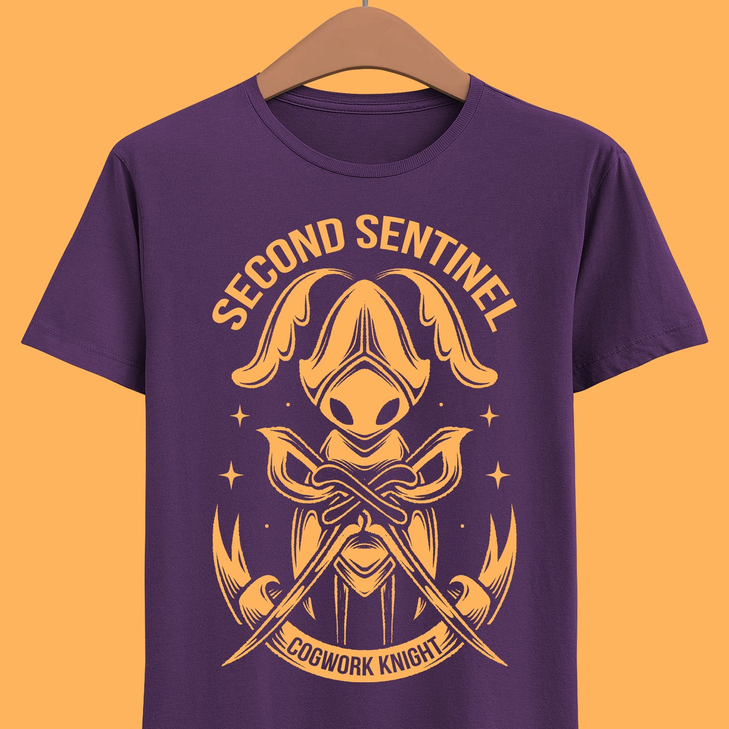 Gamer t-shirt inspired in Second Sentinel automaton cogwork knight character from Hollow Knight Silksong metroidvania indie game.

hollow knight, hollow knight silksong, hollow knight silksong hornet t-shirt, hollow knight silksong merch, hollow knight silksong t-shirt, hollow knight silksong hornet tee, hollow knight hornet and lace t-shirt, hollow knight silksong indie game merch, hollow knight silksong hornet shirt, hollow knight the knight t-shirt, hollow knight silksong sherma t-shirt