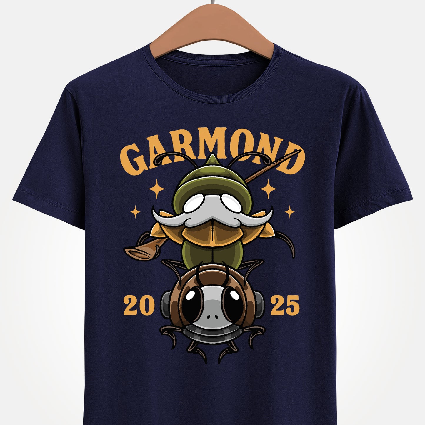 Product image of a Garmond & Zaza T-Shirt inspired by Hollow Knight Silksong. The design features the iconic duo from the indie metroidvania in a detailed, stylish fan-art illustration printed on a high-quality unisex tee. Perfect for gamers, Silksong fans, and collectors of indie game merch. Garmond and Zaza, Hollow Knight Silksong shirt, indie game apparel, metroidvania merch, gamer clothing, Silksong fan art, hollow knight silksong garmond & zaza merch, hollow knight silksong garmond zaza tee