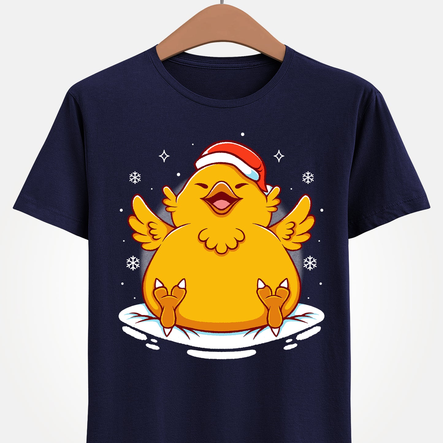 Gamer t-shirt inspired by fat chocobo from Final Fantasy series sitting adorably in the snow while wearing a Santa hat in cute kawaii art style. Perfect shirt for Final Fantasy video games Fans (Final Fantasy VII, Final Fantasy VII Rebirth, Final Final Fantasy XIV, FFXIV, FF14, FFVII, Final Fantasy VIII, Final Fantasy IX) and christmas cozy holiday vibes.

final fantasy christmas t-shirt, final fantasy xmas t-shirt, final fantasy fat chocobo christmas t-shirt, final fantasy fat chocobo xmas tee