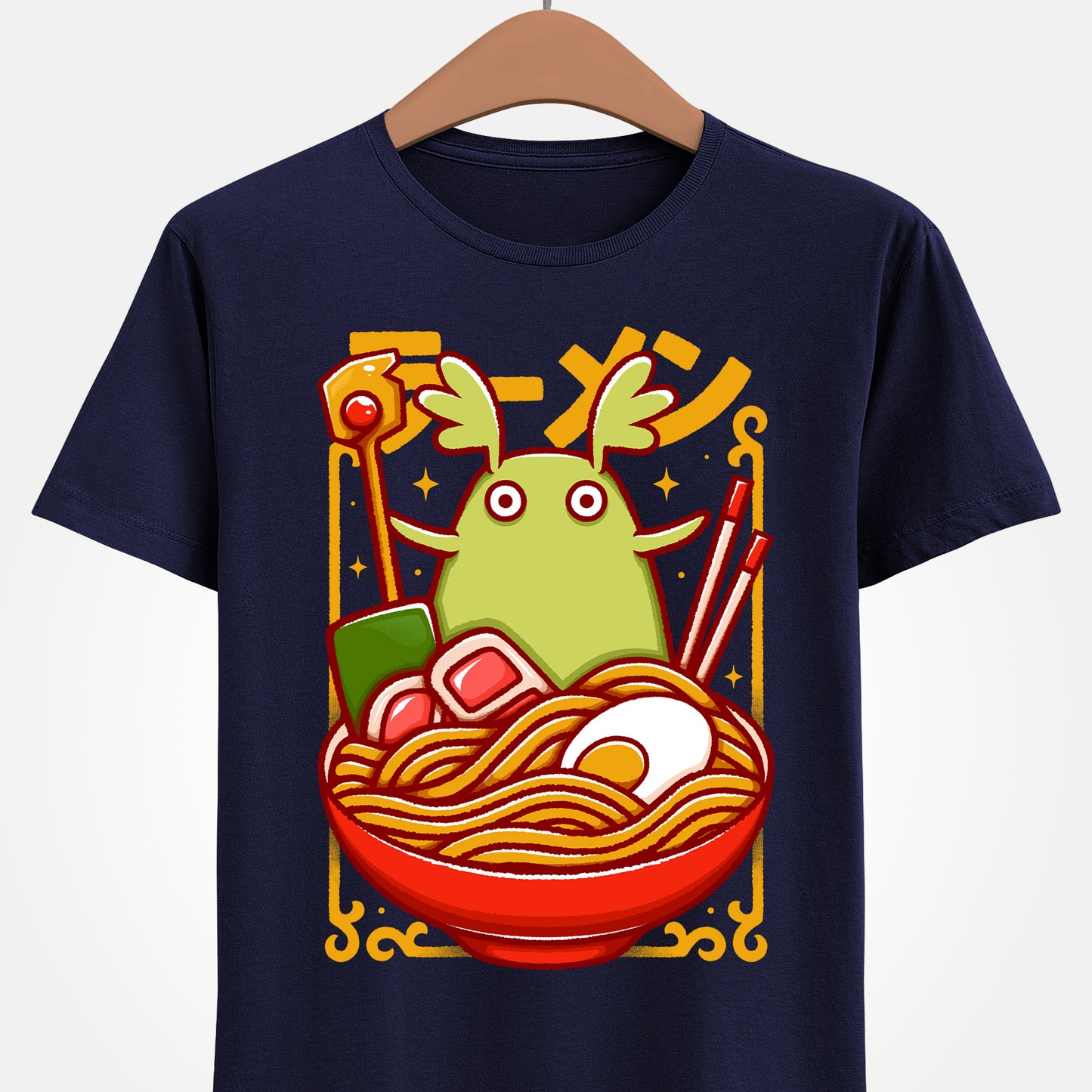 Toko Spirit of the Forest ramen t-shirt inspired by Ni no Kuni: Wrath of the White Witch, the beloved fantasy JRPG. Featuring Toko inside a ramen bowl in a cute Japanese art style, this unisex gamer shirt blends magical creature aesthetics with cozy anime vibes. Perfect JRPG merch for fans of Ni no Kuni, fantasy RPG video games, and whimsical character-driven adventures.