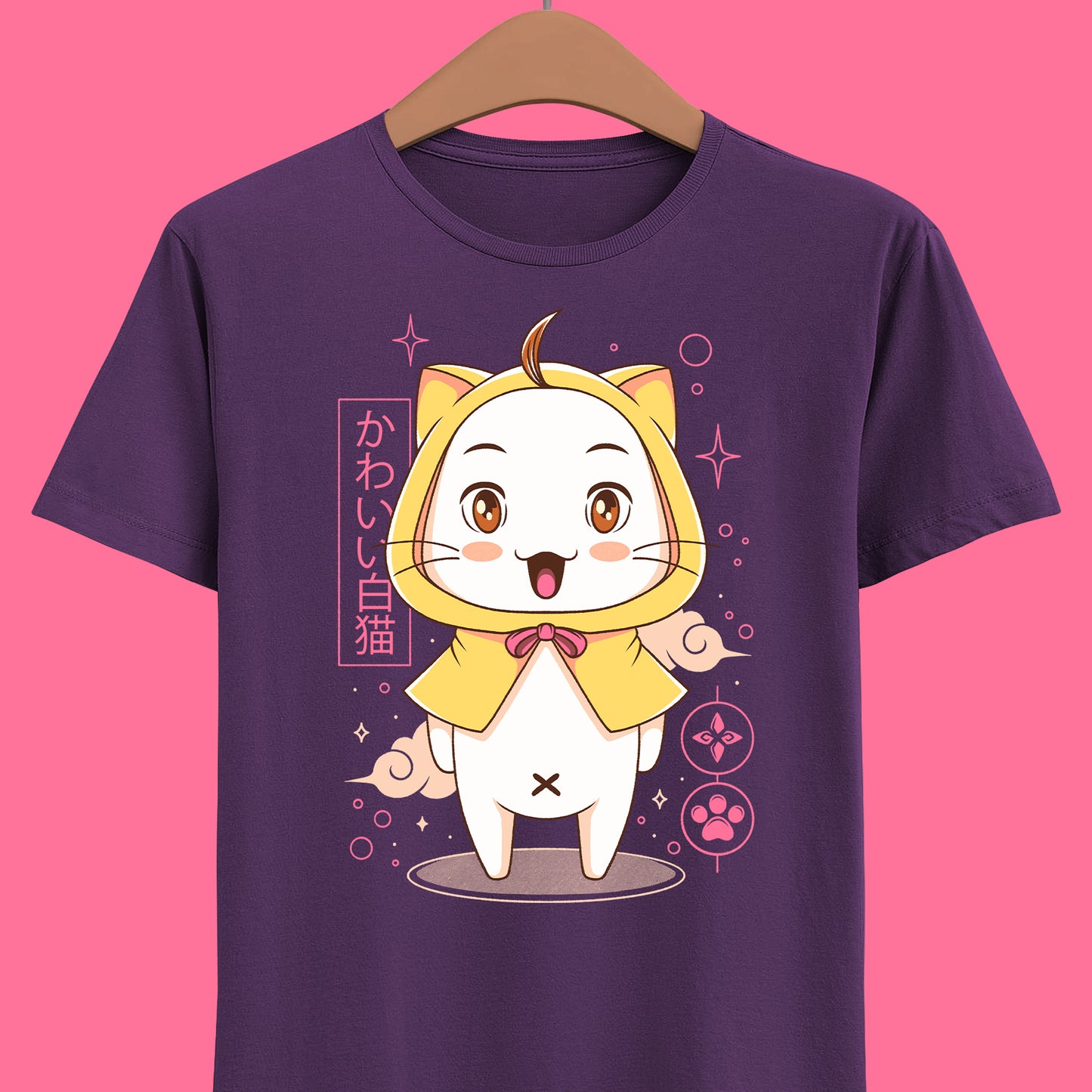 White Cat with Yellow Cape Unisex T-shirt