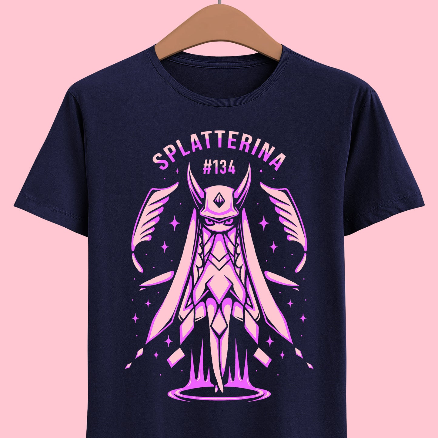 Palworld Splatterina Crimson Butcher t-shirt featuring the Dark Pal and her distinctive red, black and white yandere inspired character design.
