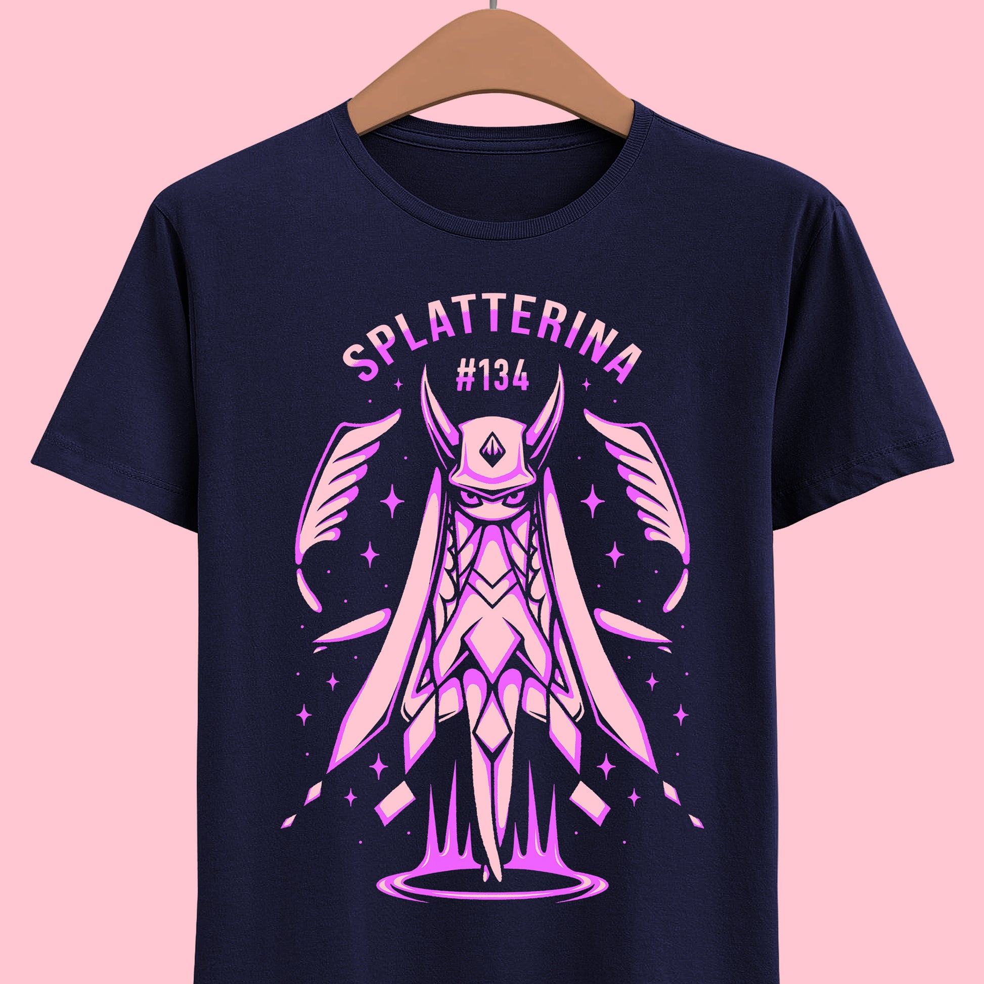 Palworld Splatterina Crimson Butcher t-shirt featuring the Dark Pal and her distinctive red, black and white yandere inspired character design.