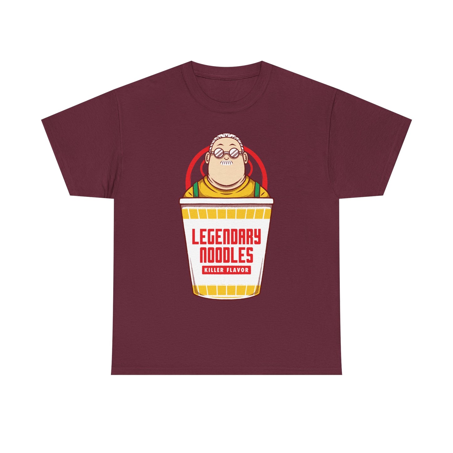 Taro Sakamoto Sakamoto Days instant noodles ramen t-shirt featuring the legendary hitman inside a Japanese noodle cup in funny foodie anime streetwear style.