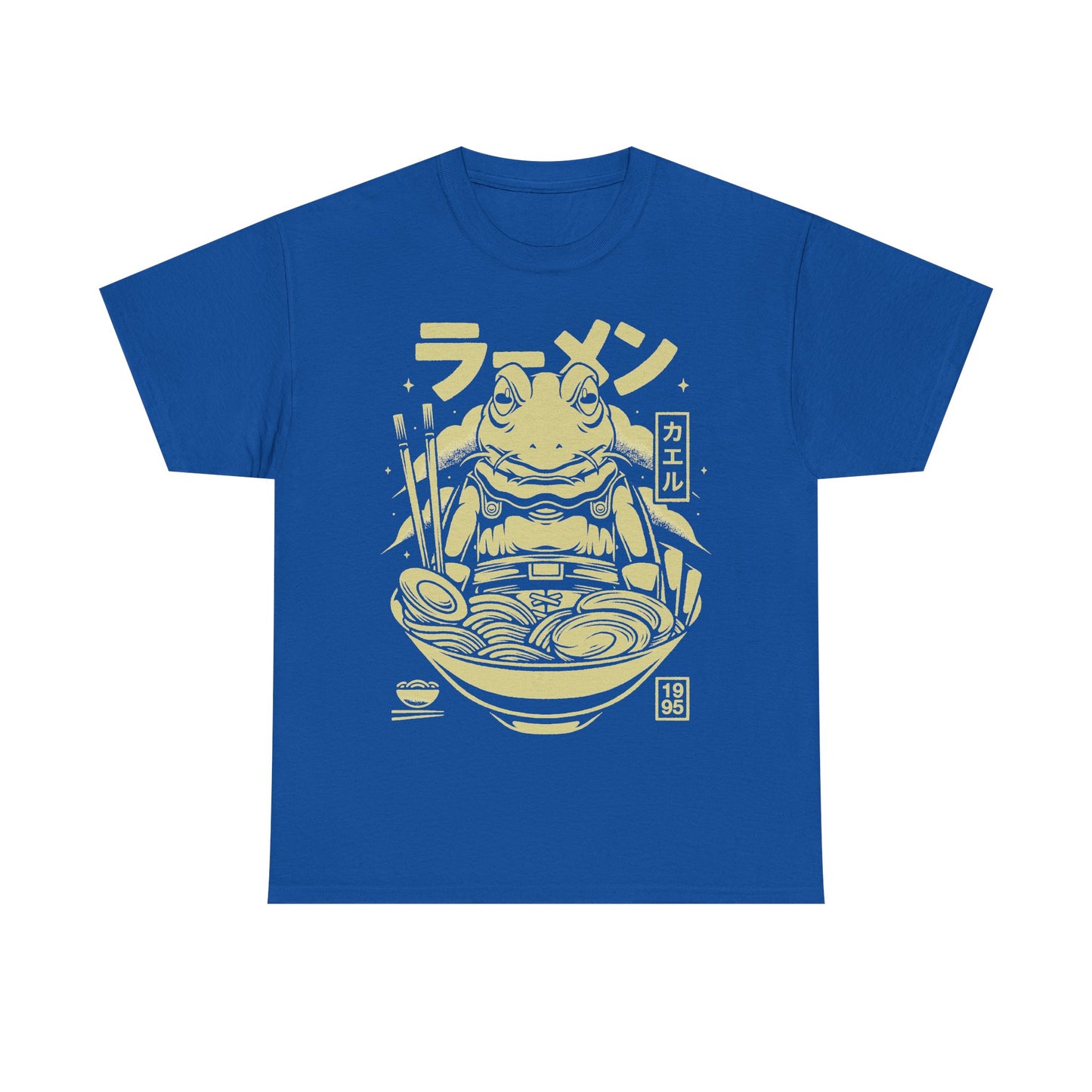 Chrono Trigger Glenn Frog Knight ramen t-shirt featuring Frog inside a Japanese ramen bowl.