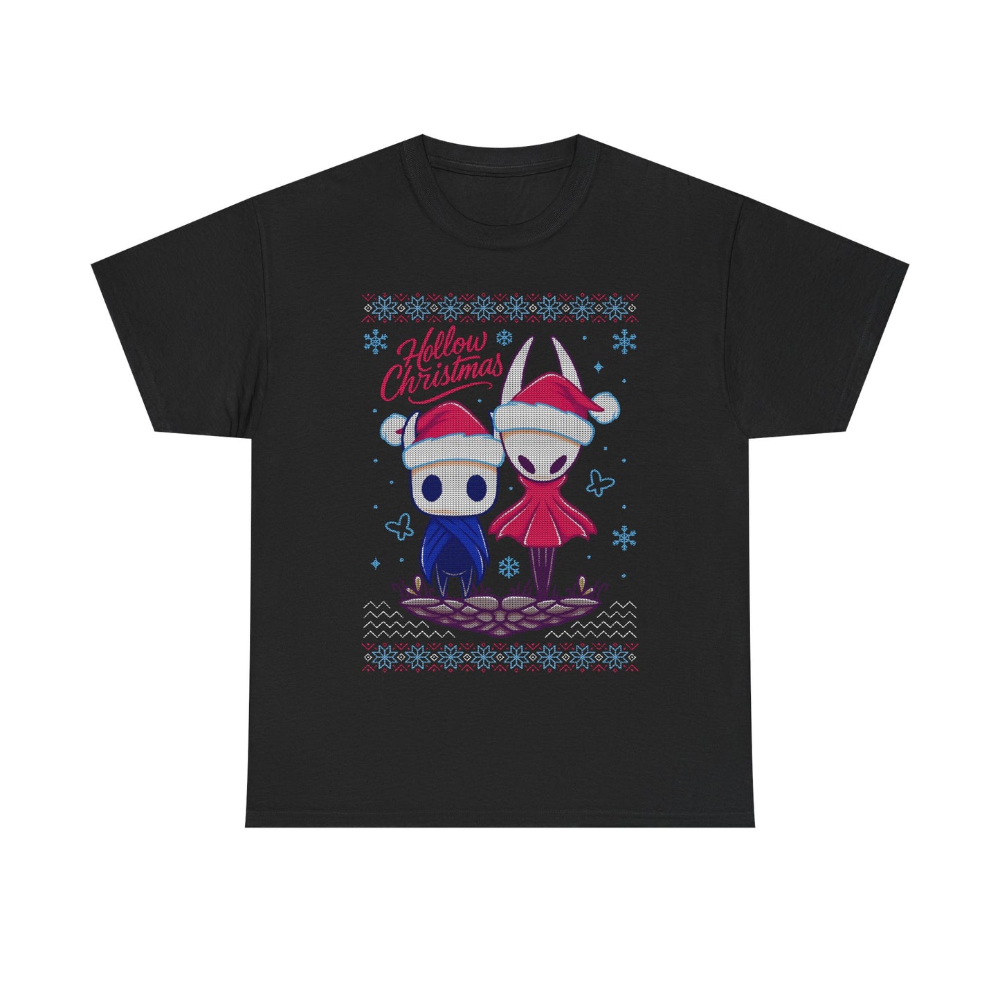 Gamer xmas t-shirt inspired by Hornet and The Knight from Hollow Knight and Hollow Knight Silksong metroidvania indie games in christmas style wearing a Santa hat.

hollow christmas, hollow knight christmas, hollow knight christmas t-shirt, hollow knight christmas tee, hollow knight christmas shirt, hollow knight christmas hornet and the knight shirt, hollow knight xmas t-shirt,  hollow knight crhistmas ugly t-shirt, xmas hollow knight merch, hollow knight silksong ugly christmas sweater shirt