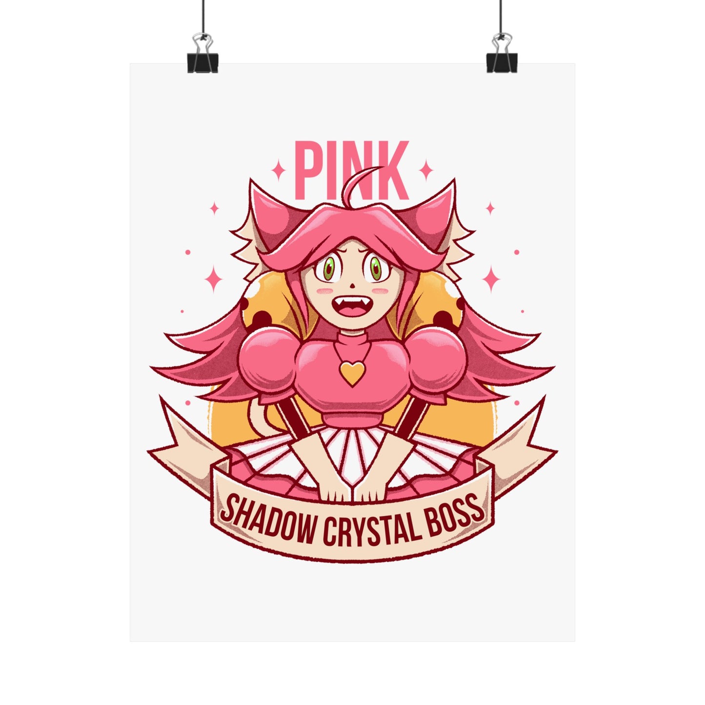 Deltarune Chapter 5 Pink (Mad Mew Mew) Shadow Crystal Secret Boss poster featuring original artwork printed on premium museum-grade matte paper.