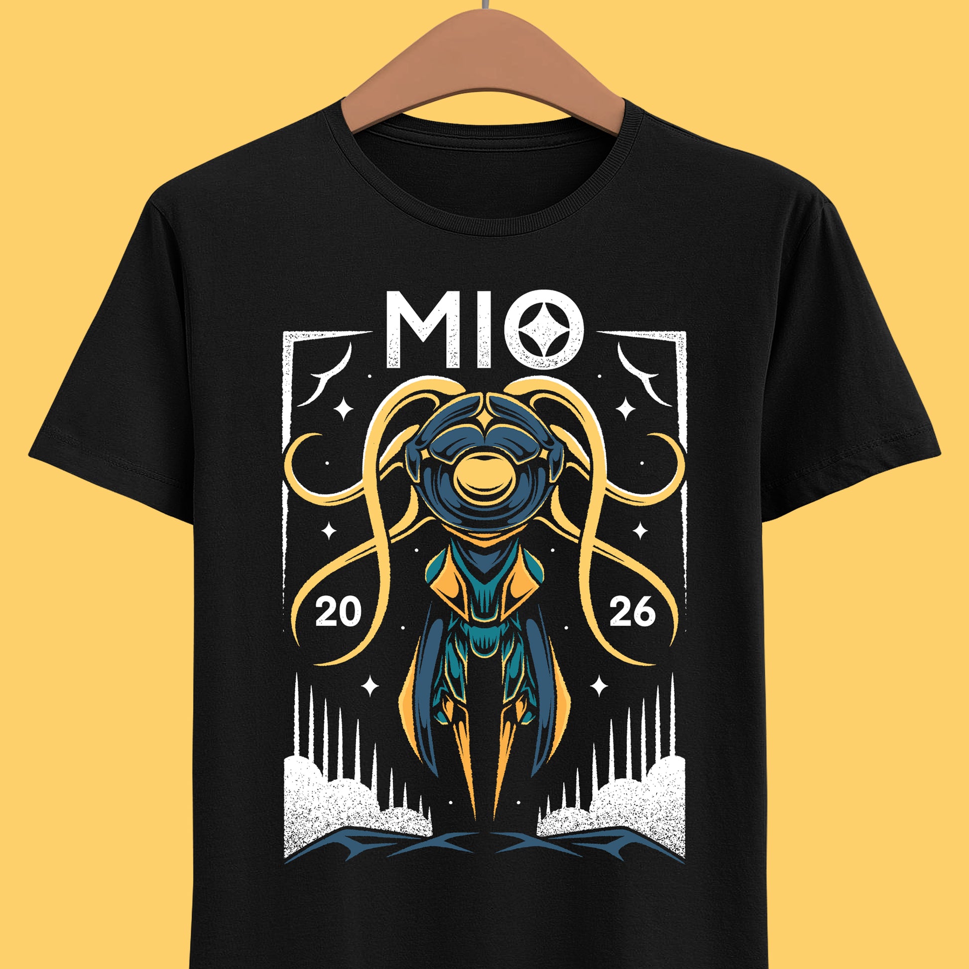 Mio MIO: Memories in Orbit t-shirt featuring the main protagonist from the indie metroidvania platformer game. Unisex gamer tee inspired by the atmospheric sci-fi world of MIO: Memories in Orbit, perfect for fans of indie action platformers, metroidvania exploration, and futuristic character designs. High-quality printed video game merch ideal for collectors, indie game lovers, and gamers who enjoy stylish fan apparel and niche gaming communities. Mio memories in orbit fanart t-shirt merch.