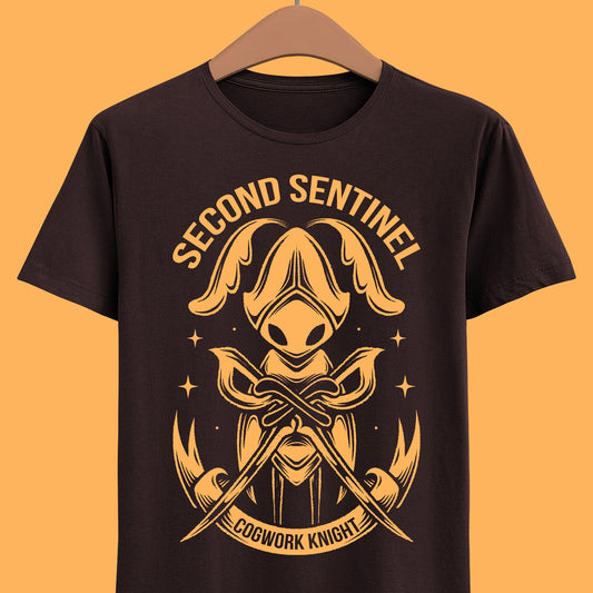 Gamer t-shirt inspired in Second Sentinel automaton cogwork knight character from Hollow Knight Silksong metroidvania indie game.

hollow knight, hollow knight silksong, hollow knight silksong hornet t-shirt, hollow knight silksong merch, hollow knight silksong t-shirt, hollow knight silksong hornet tee, hollow knight hornet and lace t-shirt, hollow knight silksong indie game merch, hollow knight silksong hornet shirt, hollow knight the knight t-shirt, hollow knight silksong sherma t-shirt