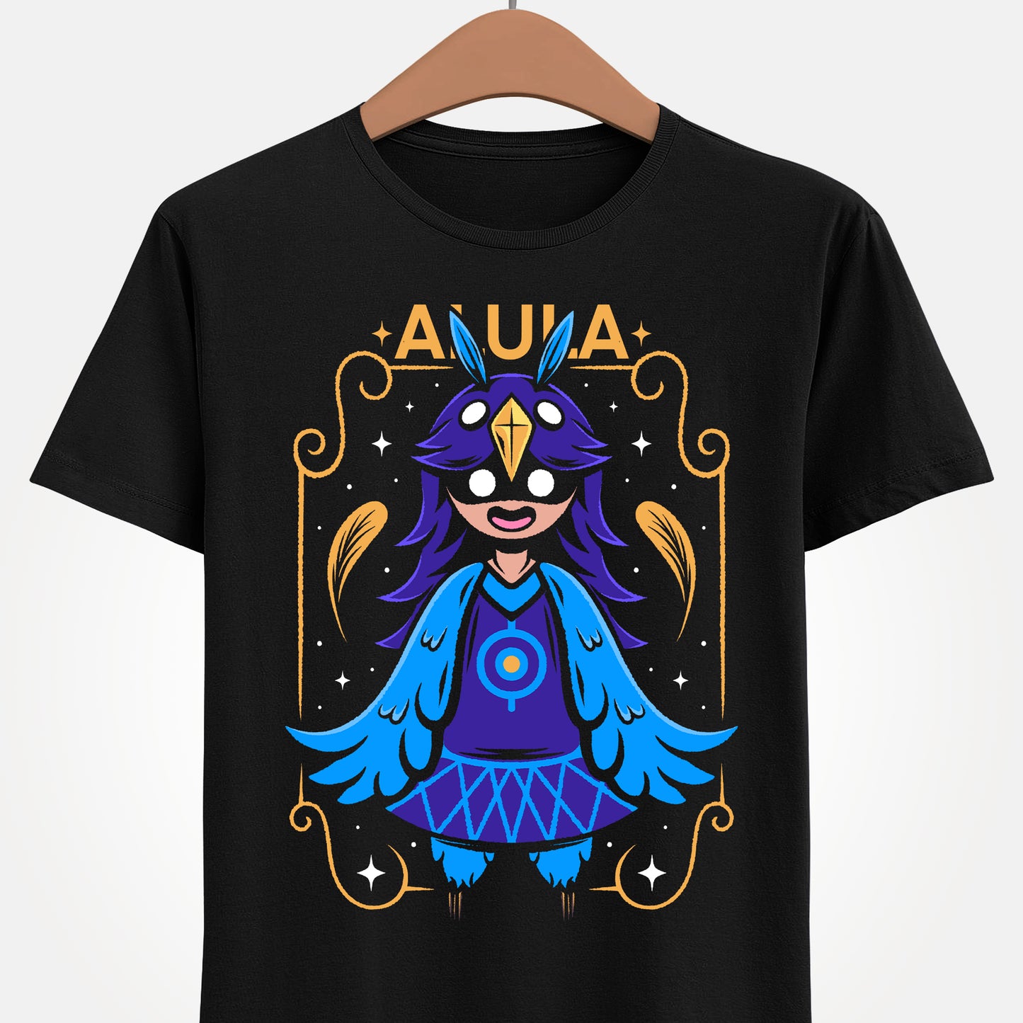 Alula OneShot t-shirt featuring the cute bird girl character from the indie video game OneShot. Atmospheric gamer apparel inspired by the emotional and story-driven world of OneShot, perfect for fans of Alula, Calamus, and narrative indie games. Unisex video game shirt ideal as a gift for indie game lovers and collectors. oneshot video game merch, oneshot niko merch, oneshot indie game alula t-shirt, oneshot video game alula merch, alula and calamus t-shirt, oneshot alula and calamus merch.