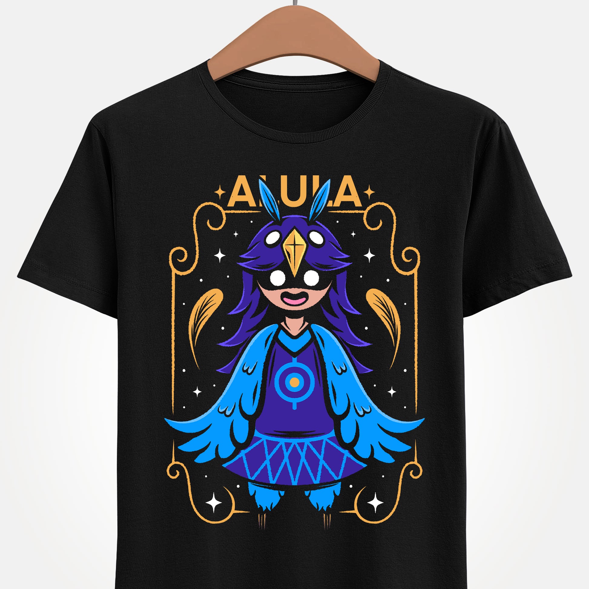 Alula OneShot t-shirt featuring the cute bird girl character from the indie video game OneShot. Atmospheric gamer apparel inspired by the emotional and story-driven world of OneShot, perfect for fans of Alula, Calamus, and narrative indie games. Unisex video game shirt ideal as a gift for indie game lovers and collectors. oneshot video game merch, oneshot niko merch, oneshot indie game alula t-shirt, oneshot video game alula merch, alula and calamus t-shirt, oneshot alula and calamus merch.