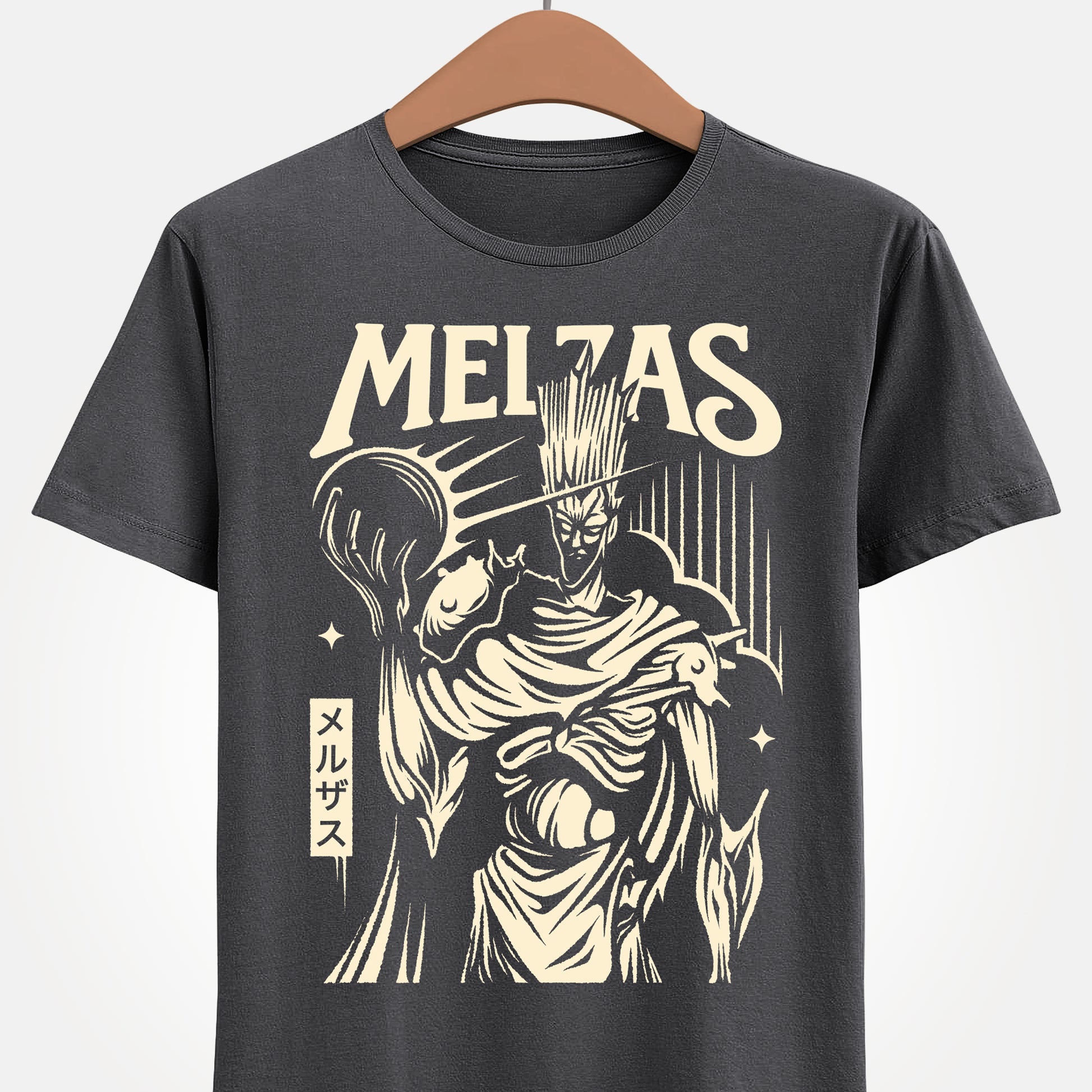 Melzas final boss Alundra t-shirt inspired by the cult classic PlayStation action RPG Alundra. Retro gaming apparel featuring original fan art of Melzas, the iconic final boss, designed for fans of Alundra merch, Alundra t-shirts, shirts and tees. Nostalgic retrogaming design perfect for collectors of PS1 RPGs, action RPG video games, dungeon crawlers, and 90s gaming classics. Ideal gamer shirt for retro RPG and vintage video game enthusiasts.