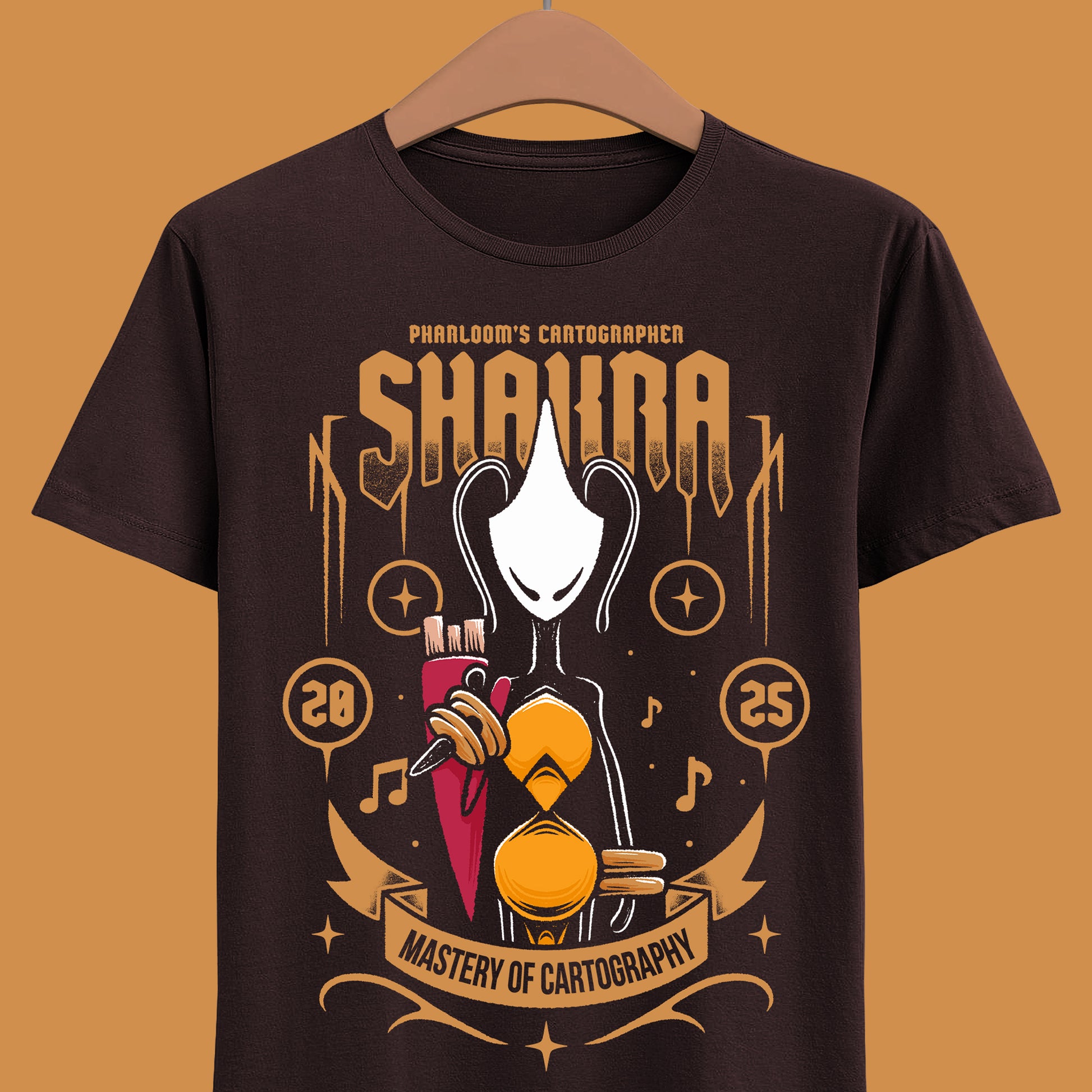Gamer t-shirt inspired by the warrior-cartographer Shakra, who sells maps and mapping tools in the game Hollow Knight Silksong metroidvania indie game.

hollow knight, hollow knight silksong, hollow knight silksong hornet t-shirt, hollow knight silksong merch, hollow knight silksong t-shirt, hollow knight silksong hornet tee, hollow knight silksong shakra t-shirt, hollow knight silksong merch, hollow knight silksong hornet shirt, hollow knight silksong shakra shirt, hollow knight silksong shakra
