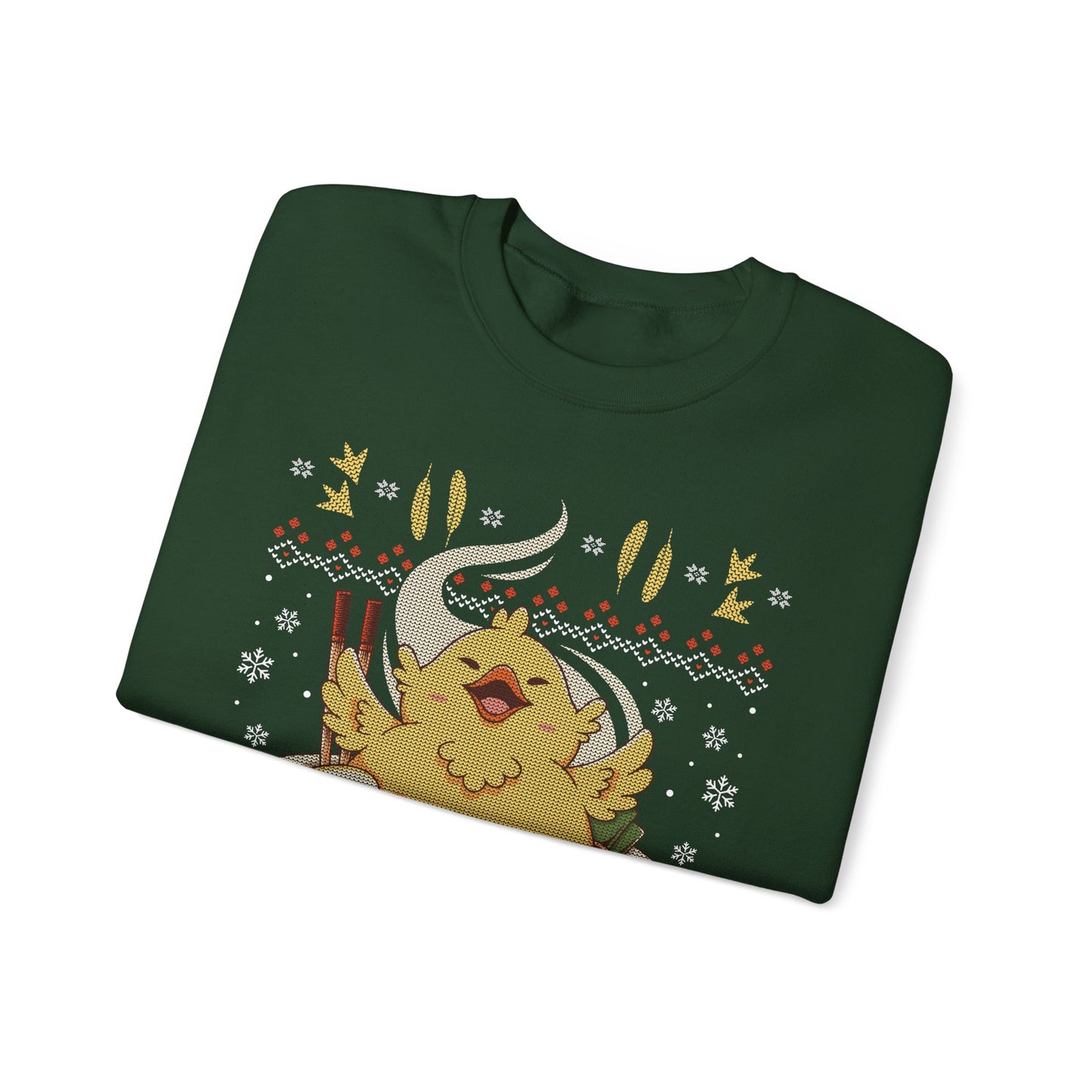 Gamer crewneck sweatshirt inspired by Fat Chocobo from Final Fantasy video games saga inside of a ramen bowl in ugly christmas sweater art style.

fat chocobo final fantasy merch, final fantasy fat chocobo crewneck, final fantasy vii rebirth fat chocobo merch, final fantasy vii rebirth video game merch, final fantasy xiv fat chocobo hoodie, ffxiv fat chocobo shirt, fat chocobo final fantasy vii remake hoodie, ffxiv fat chocobo ramen merch,  ffxiv fat chocobo chirstmas ugly sweater, ff14 chocobo