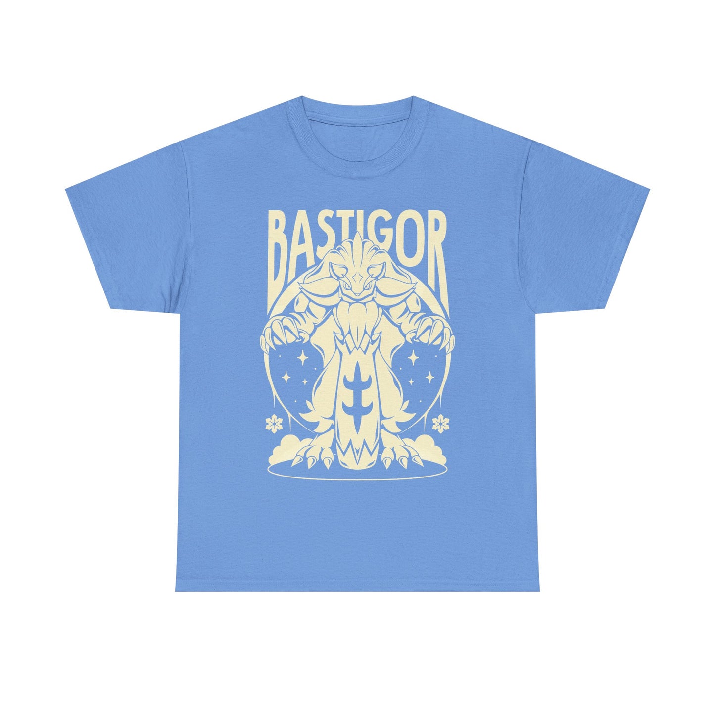 Palworld Bastigor King of Frostfang t-shirt featuring the massive Ice Pal with his frozen hammer and powerful Feybreak battle design.