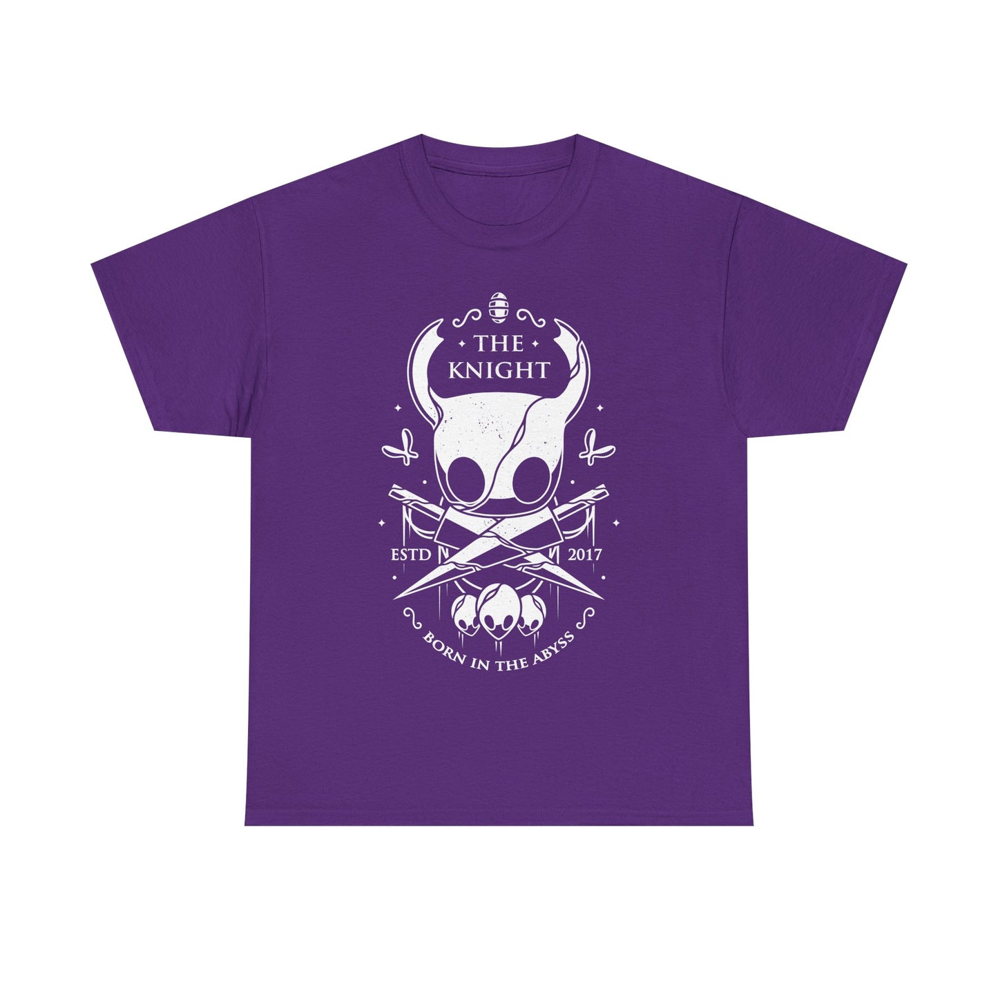 The Knight Hollow Knight t-shirt featuring the iconic Vessel from the indie metroidvania video game Hollow Knight. Atmospheric gamer apparel inspired by Hallownest, perfect for fans of The Knight, indie games, dark fantasy aesthetics, and Hollow Knight merch. Unisex video game shirt ideal as a gift for gamers and collectors. hollow knight merch, hollow knight the knight t-shirt, the knight hollow knight video game t-shirt, hollow knight exclusive merch, hollow knight silksong t-shirt