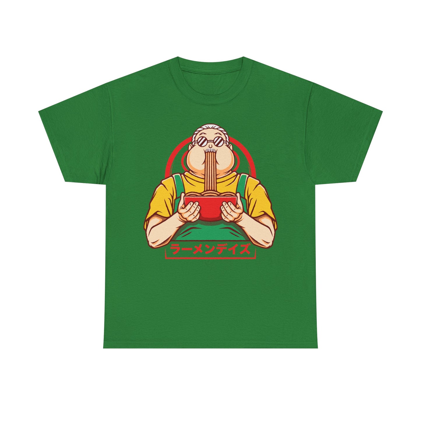 Taro Sakamoto Sakamoto Days ramen t-shirt featuring the legendary hitman inside a Japanese noodle bowl in foodie anime streetwear style.