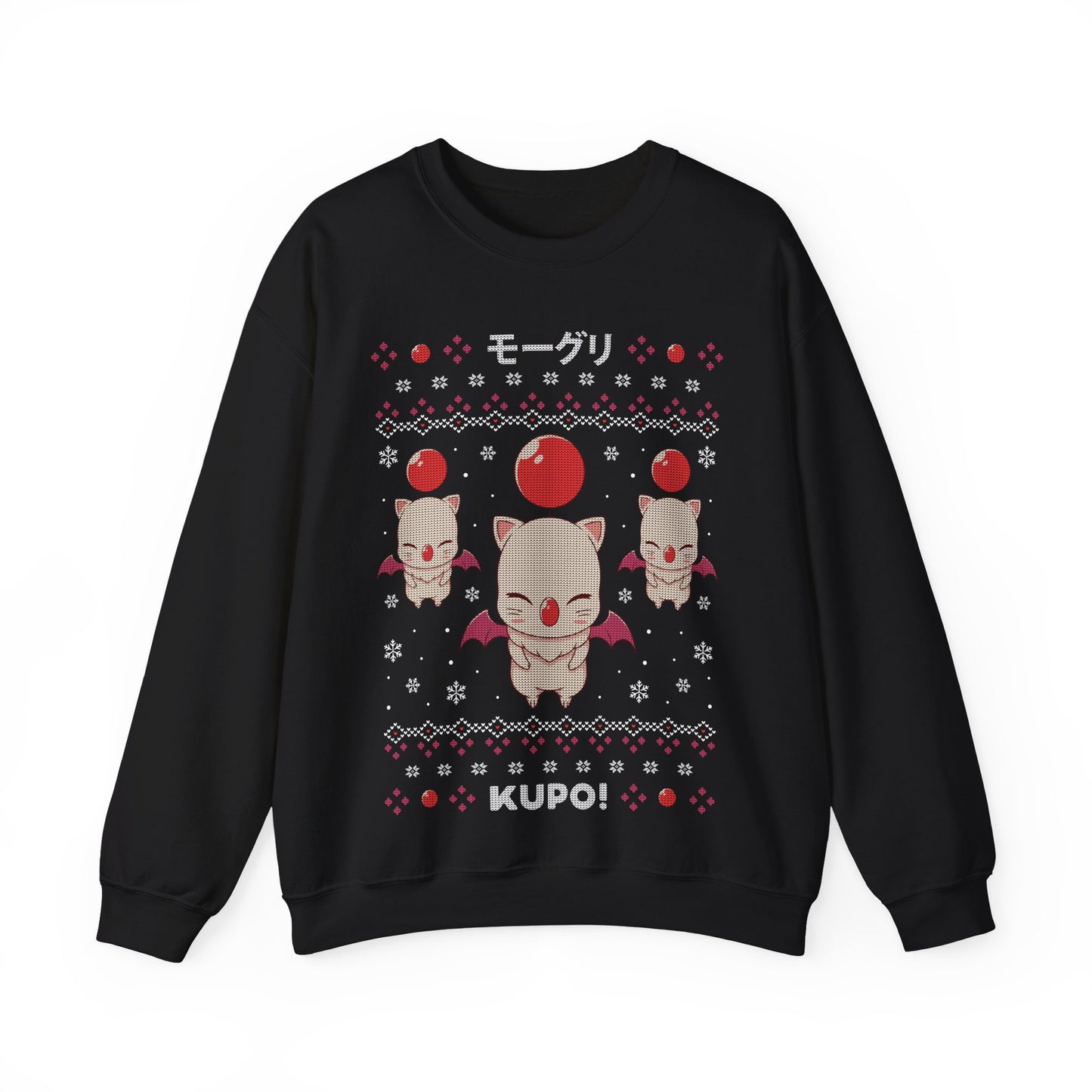 Gamer xmas crewneck sweatshirt inspired by cute moogle, moguri, mōguri, kupo creatures from final fantasy video game series in ugly christmas sweater art style.

final fantasy moogle xmas sweater, final fantasy merch, final fantasy video games christmas merch, final fantasy xmas merch, final fantasy crewneck sweater, final fantasy xiv merch, final fantasy vii merch, gaming crewneck sweatshirt, gamer sweatshirt, cute kawaii gaming sweatshirt, final fantasy video games gift, gamer xmas gift, xmas