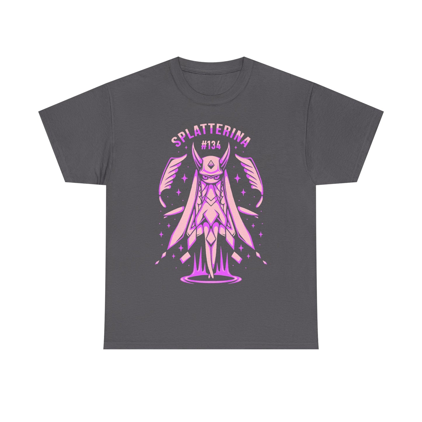 Palworld Splatterina Crimson Butcher t-shirt featuring the Dark Pal and her distinctive red, black and white yandere inspired character design.