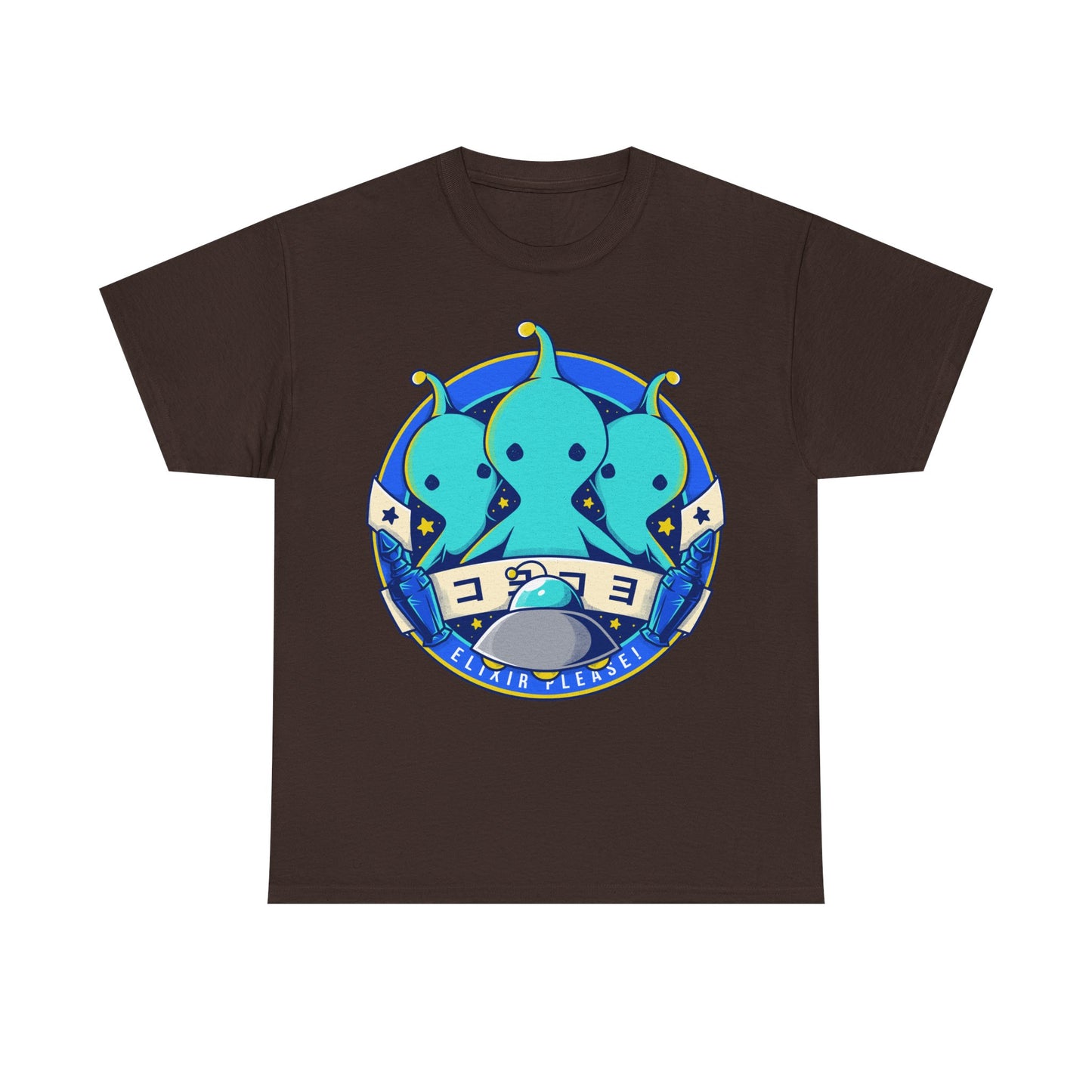 Pupu Final Fantasy T-Shirt featuring the iconic blue alien from FFVIII and FFXIV in a cute kawaii style. High-quality gamer apparel, perfect for JRPG fans, collectors, and retro gaming lovers. Exclusive Pupu alien graphic tee inspired by the UFO encounters in Final Fantasy VIII and Final Fantasy XIV. Unisex video game shirt ideal as a gift for gamers and anime fans. final fantasy viii merch, ffviii merch, ffxiv merch, final fantasy xiv merch, final fantasy viii pupu
