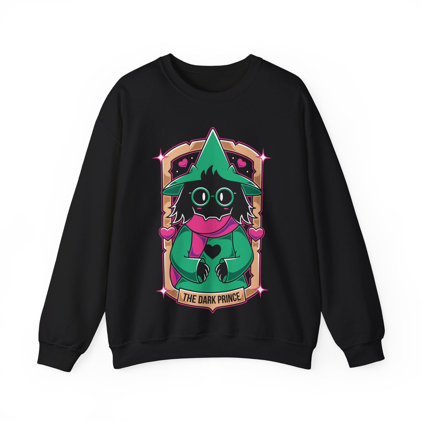 Ralsei Deltarune crewneck sweatshirt inspired by the indie RPG Deltarune by Toby Fox. Cozy unisex gamer sweatshirt featuring Ralsei, one of the main characters of the Dark World, known for his gentle personality and iconic fluffy design. Perfect video game merch for fans of Deltarune and Undertale, indie RPG lovers, and gamers who enjoy cute, pastel, and cozy apparel. Ideal collector sweatshirt for gaming fans and indie game communities.