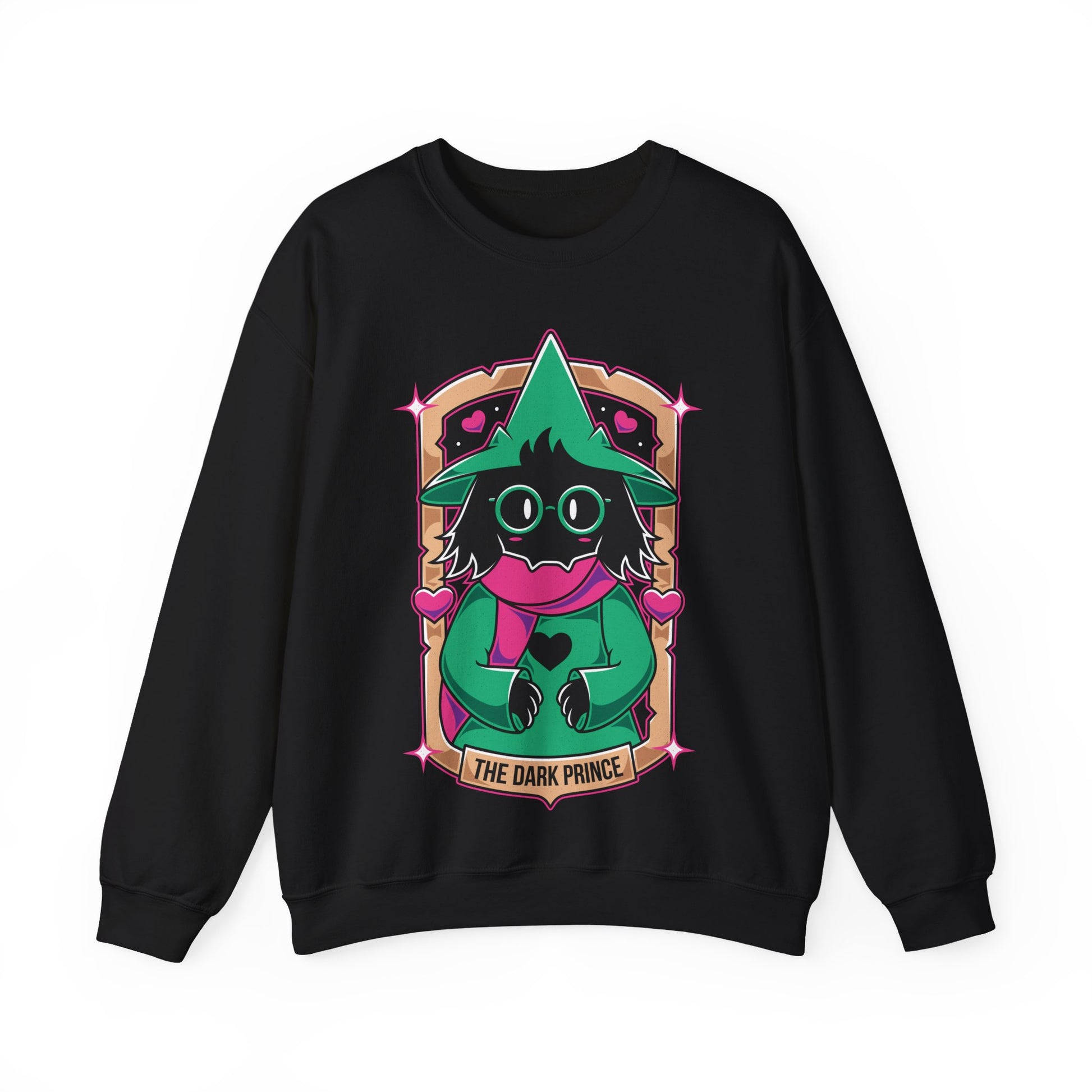 Ralsei Deltarune crewneck sweatshirt inspired by the indie RPG Deltarune by Toby Fox. Cozy unisex gamer sweatshirt featuring Ralsei, one of the main characters of the Dark World, known for his gentle personality and iconic fluffy design. Perfect video game merch for fans of Deltarune and Undertale, indie RPG lovers, and gamers who enjoy cute, pastel, and cozy apparel. Ideal collector sweatshirt for gaming fans and indie game communities.