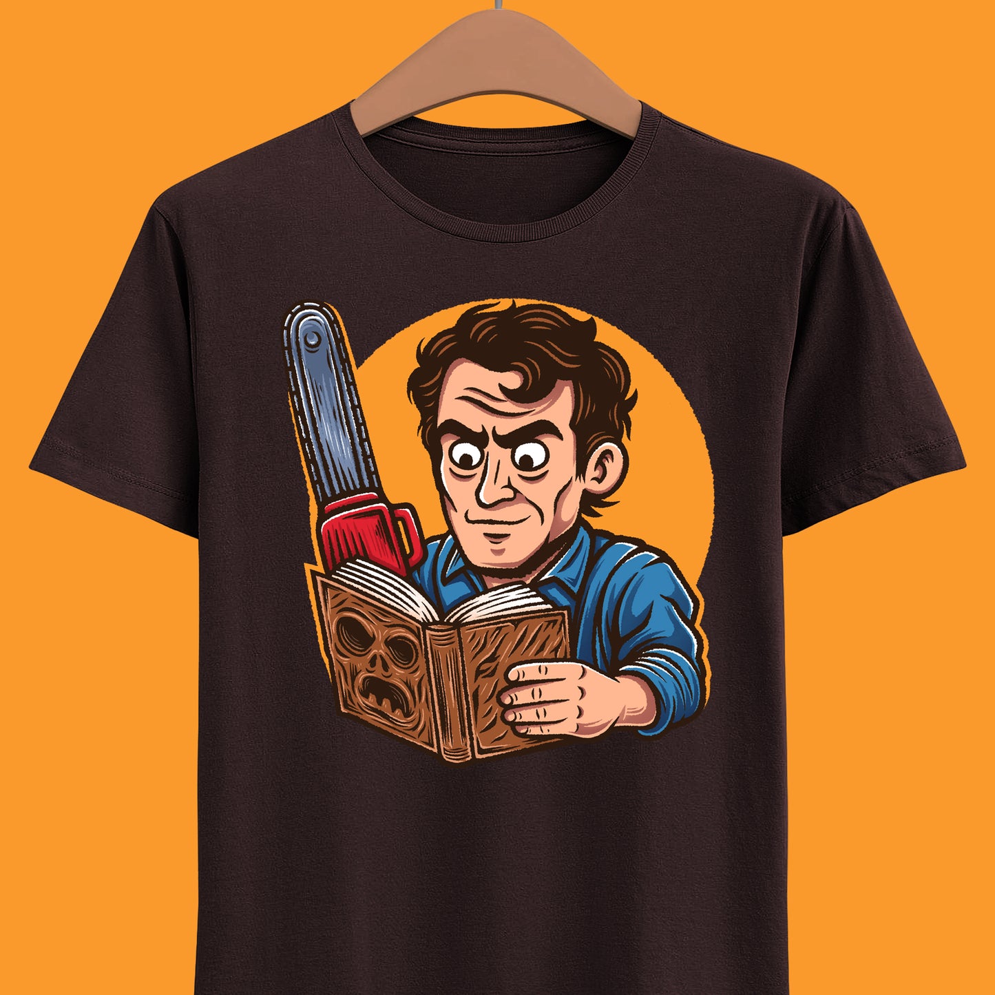 Groovy! A funny Evil Dead T-shirt featuring Ash Williams reading the Necronomicon wrong. Perfect for 90s horror comedy fans. Every single little tiny syllable matters reading Necronomicon Ex-Mortis. Klaatu Verata Nikto!

ash williams funny t-shirt, evil dead ash williams t-shirt, evil dead army of darkness ash williams t-shirt, ash vs evil dead t-shirt, evil dead army of darkness ash necronomicon t-shirt, necronomicon ex-mortix funny shirt, 90s horror movies t-shirt, 90s horror comedy movie tee