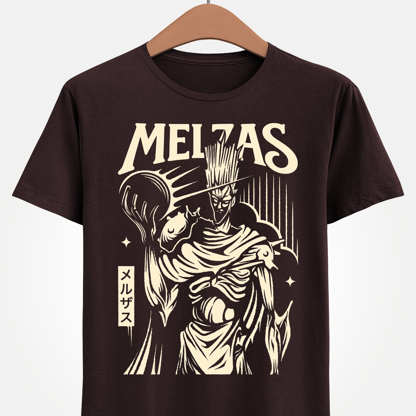 Melzas final boss Alundra t-shirt inspired by the cult classic PlayStation action RPG Alundra. Retro gaming apparel featuring original fan art of Melzas, the iconic final boss, designed for fans of Alundra merch, Alundra t-shirts, shirts and tees. Nostalgic retrogaming design perfect for collectors of PS1 RPGs, action RPG video games, dungeon crawlers, and 90s gaming classics. Ideal gamer shirt for retro RPG and vintage video game enthusiasts.