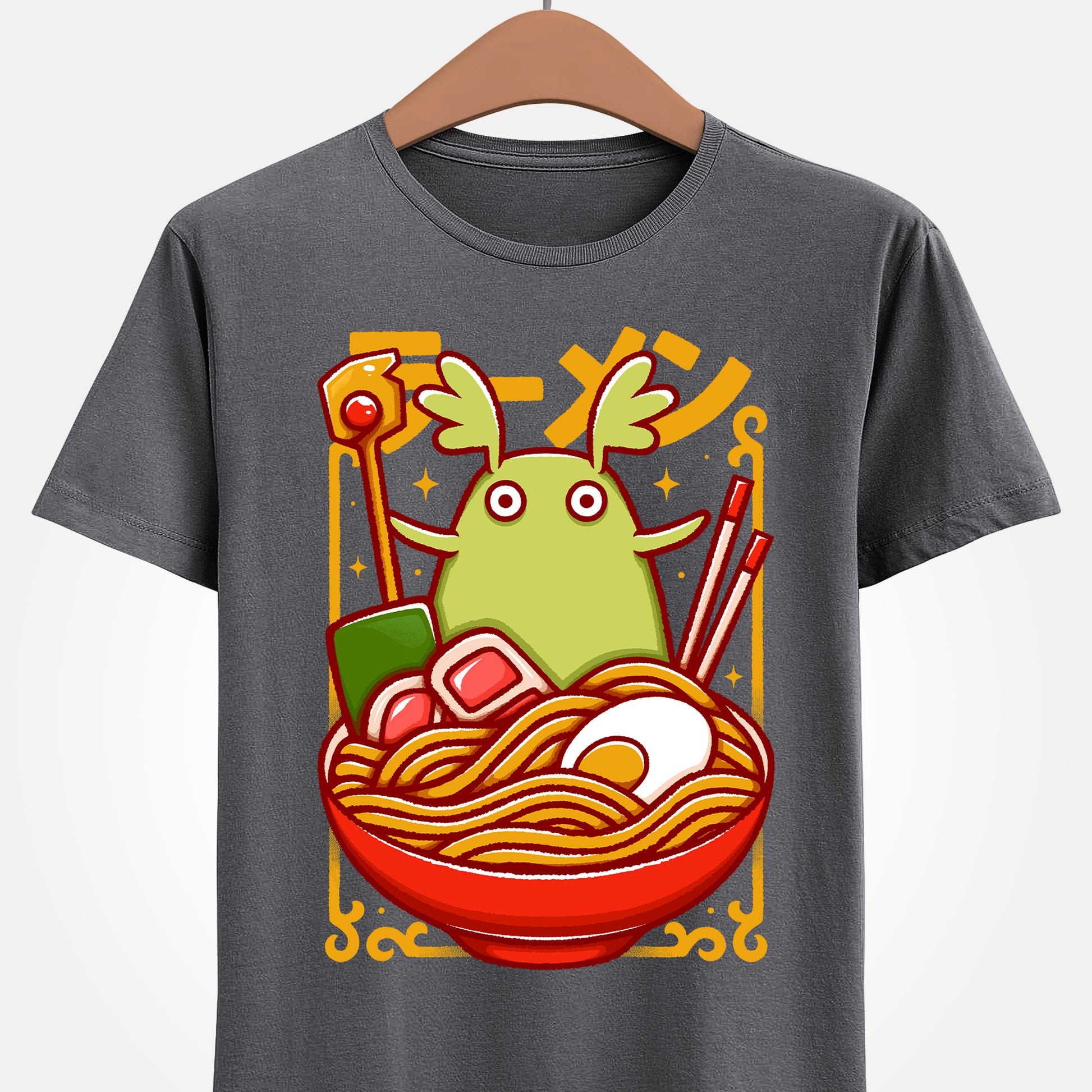 Toko Spirit of the Forest ramen t-shirt inspired by Ni no Kuni: Wrath of the White Witch, the beloved fantasy JRPG. Featuring Toko inside a ramen bowl in a cute Japanese art style, this unisex gamer shirt blends magical creature aesthetics with cozy anime vibes. Perfect JRPG merch for fans of Ni no Kuni, fantasy RPG video games, and whimsical character-driven adventures.