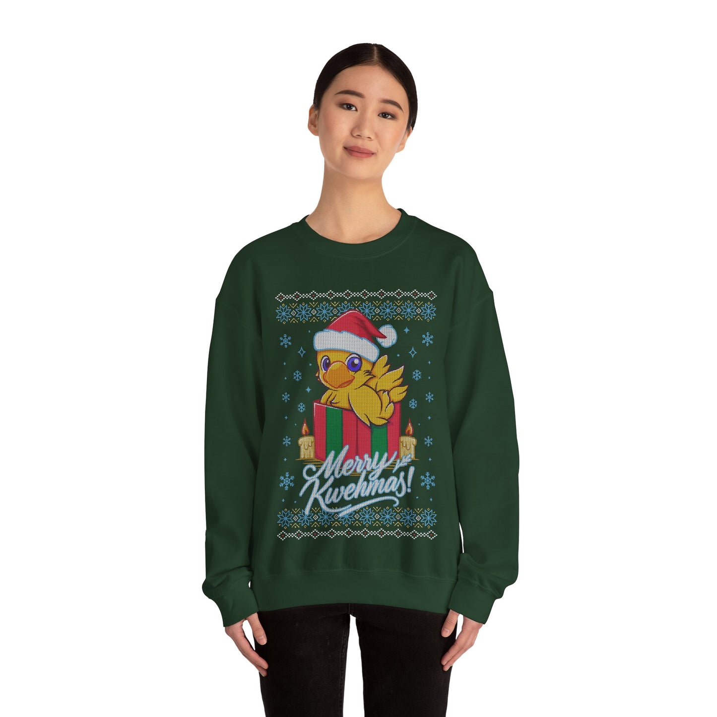 Cute Chocobo Merry Kwehmas! Final Fantasy Unisex Crewneck Sweatshirt