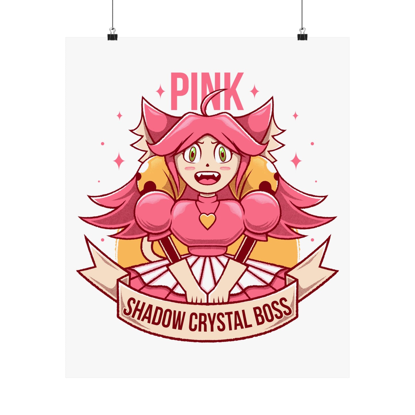Deltarune Chapter 5 Pink (Mad Mew Mew) Shadow Crystal Secret Boss poster featuring original artwork printed on premium museum-grade matte paper.