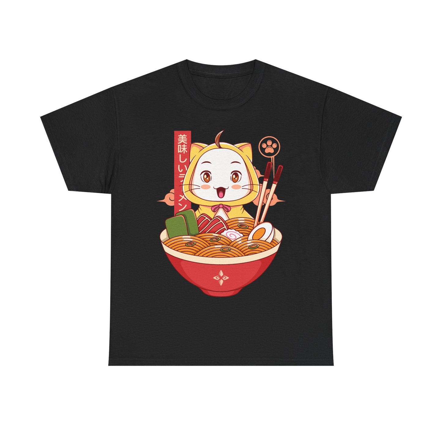 Cute White Cat Ramen Unisex T-shirt