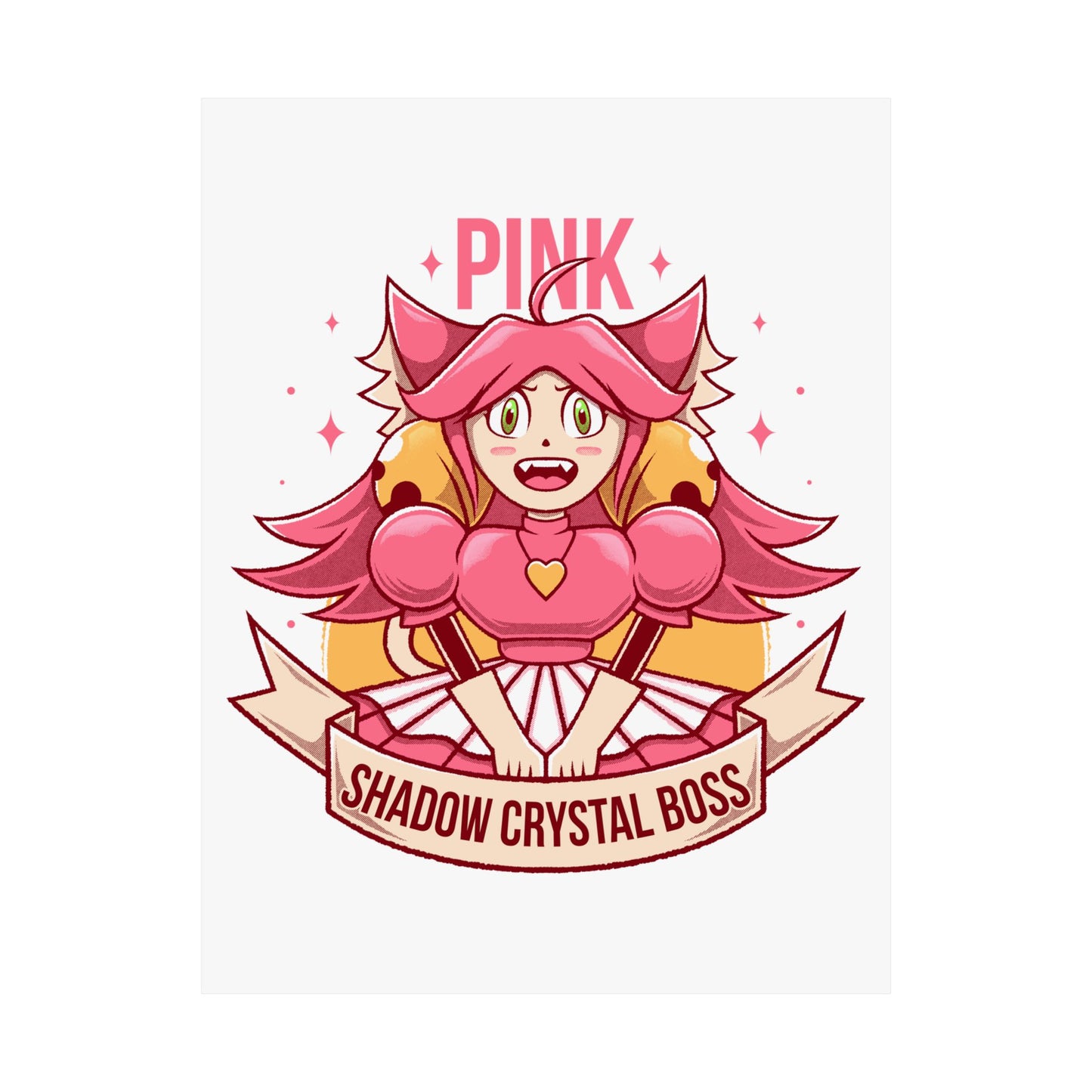 Deltarune Chapter 5 Pink (Mad Mew Mew) Shadow Crystal Secret Boss poster featuring original artwork printed on premium museum-grade matte paper.